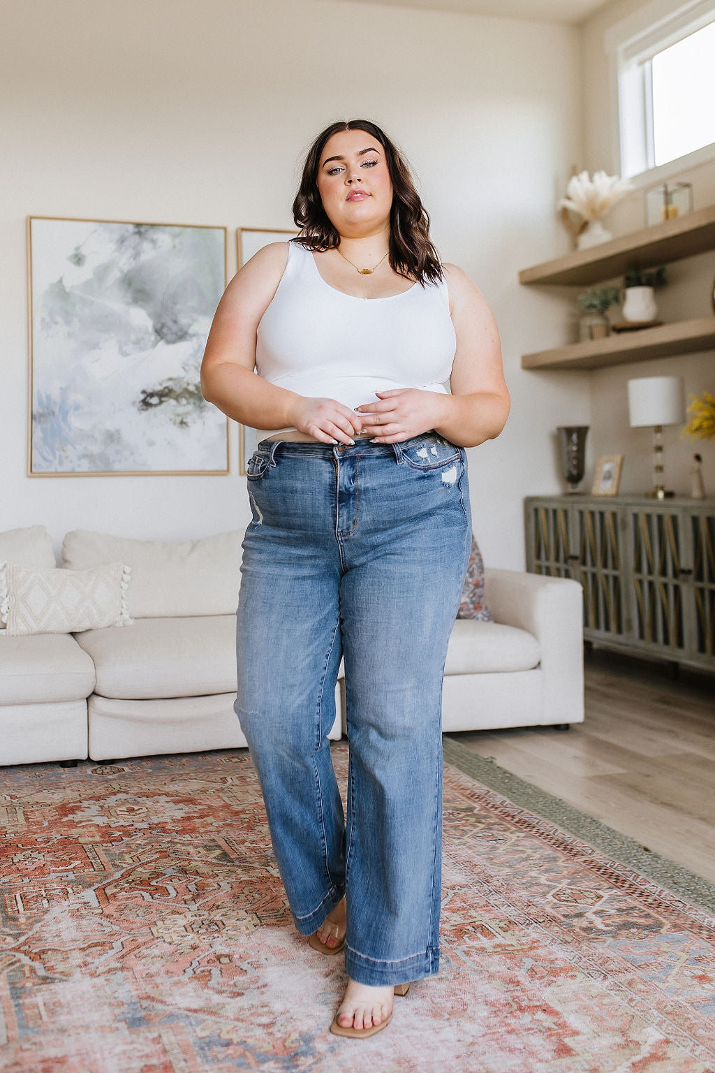 Katrina High Waist Distressed Denim Jeans for Women - Vintage Ripped Skinny Jeans - Perfect for Casual Outfits & Street Style Fashion