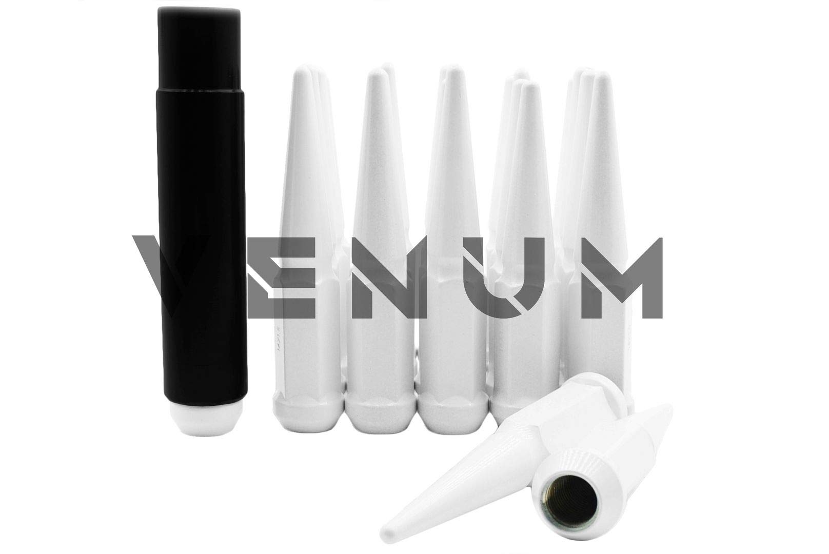 20 Pcs M14x1.5 White Spike Lug Nuts - Powder Coated 4.5