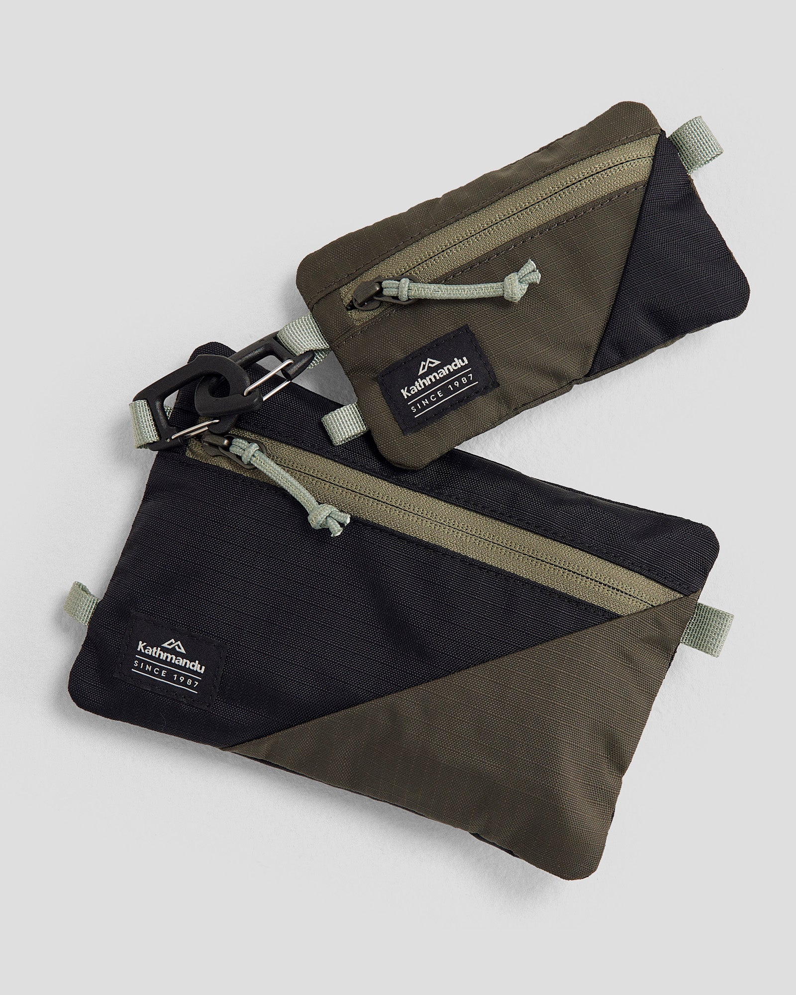 2-Pack Travel Pouch Set - Black Stingray & Dark Moss - Perfect for Passport, Cash & Essentials Organization While Traveling