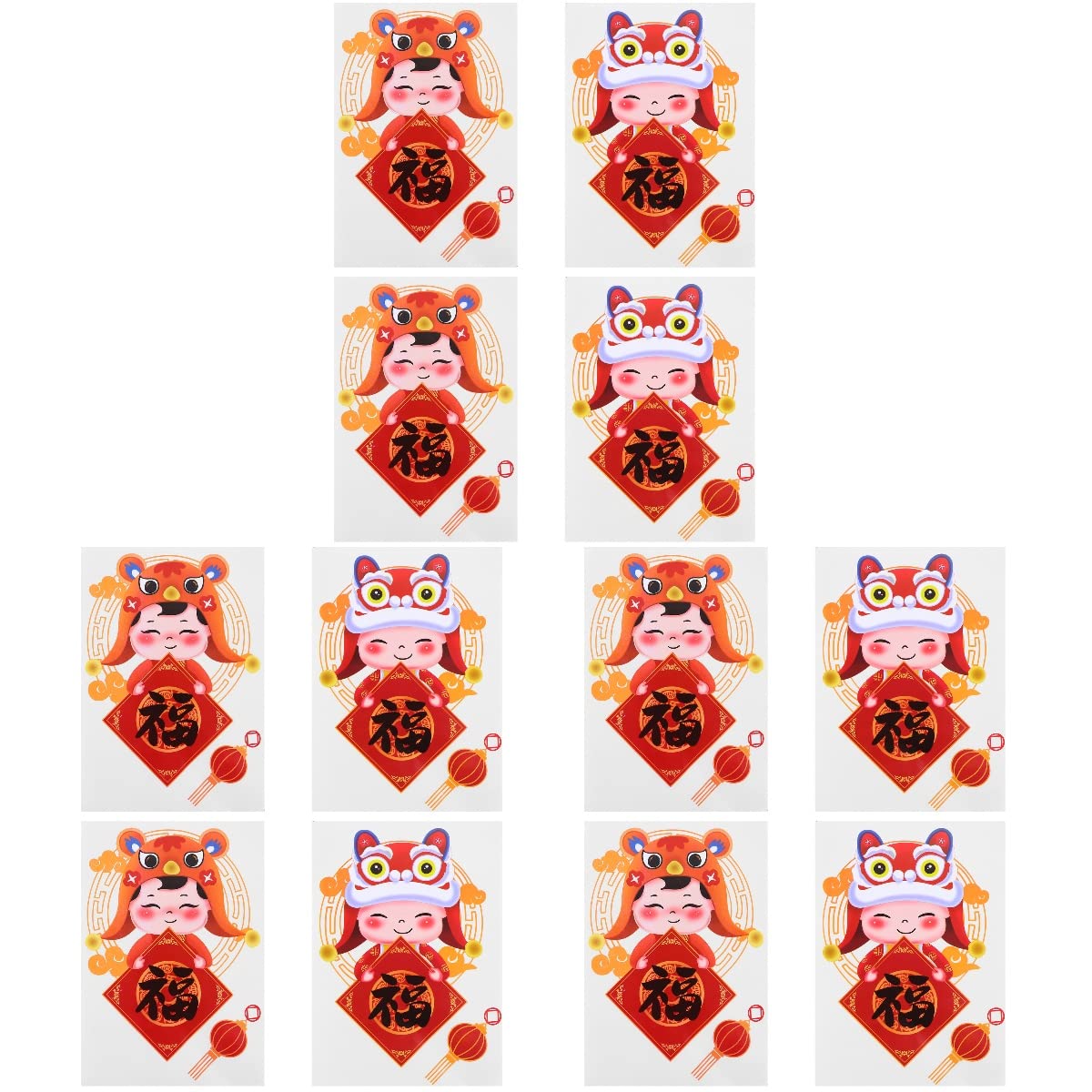 DOITOOL 6 Pairs Chinese New Year Window Stickers - Spring Festival Window Decals, Red Holiday Decorations for Home & Office - Perfect for Lunar New Year, Christmas & Winter Decor