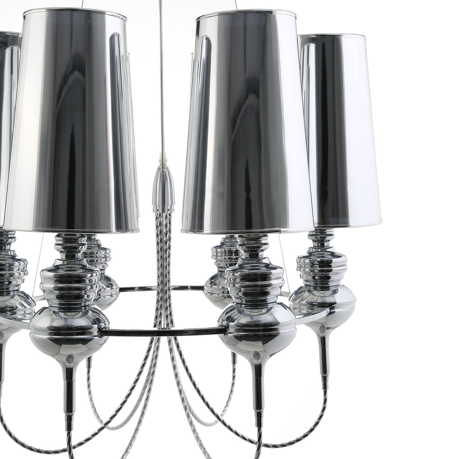 Modway EEI-1555 LexMod Tapestry Stainless Steel Chandelier - 28.5x28.5x27 Inch Silver Modern Ceiling Light for Dining Room, Living Room, or Bedroom