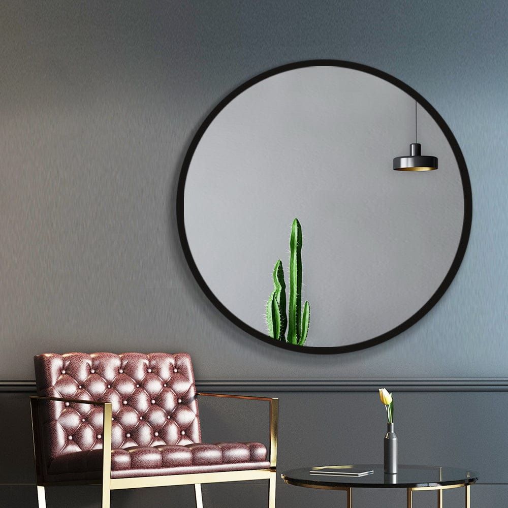 Embellir 36-Inch Round Wall Mirror - Black Framed Bathroom Vanity Mirror for Makeup & Home Decor - Perfect for Bedroom, Living Room, and Bathroom