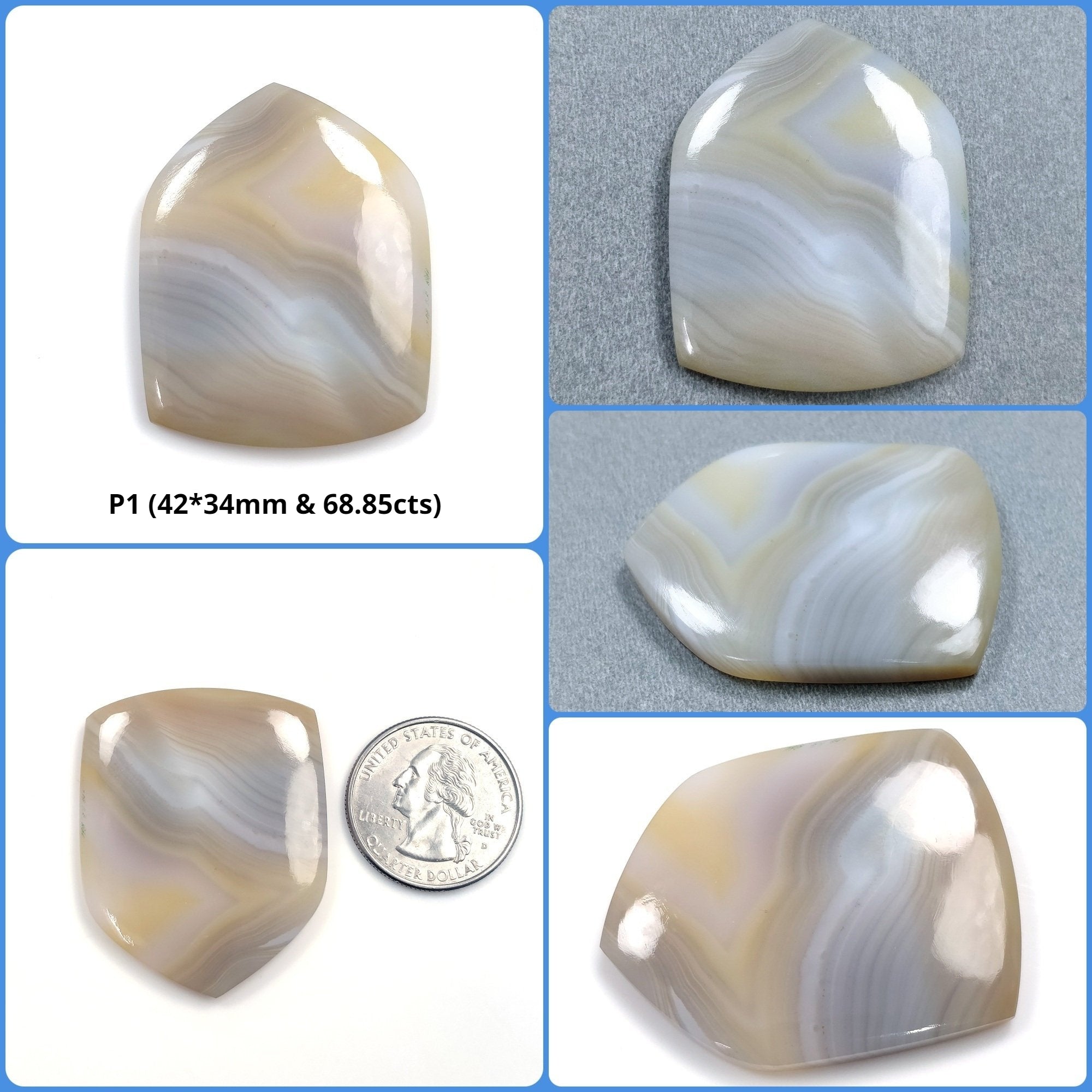 Natural Botswana Agate Gemstone Cabochon - Untreated Bi-Color Agate with Unique Uneven Shape (1pc) - Perfect for Jewelry Making, Wire Wrapping & Crystal Healing