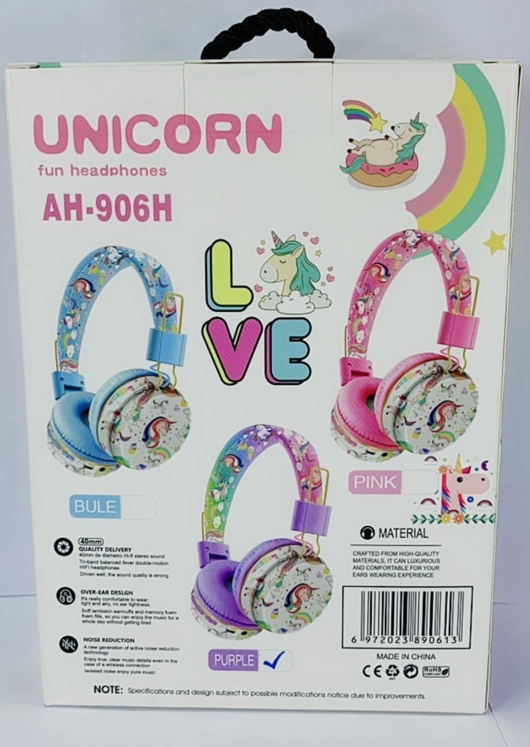 **Wireless Unicorn Headphones for Girls - Bluetooth Kids Headphones with Microphone, Adjustable Over-Ear Toddler Headphones for Ages 2+, Compatible with iPad/Fire Tablet (Purple) - Perfect for School, Travel & Home Learning**