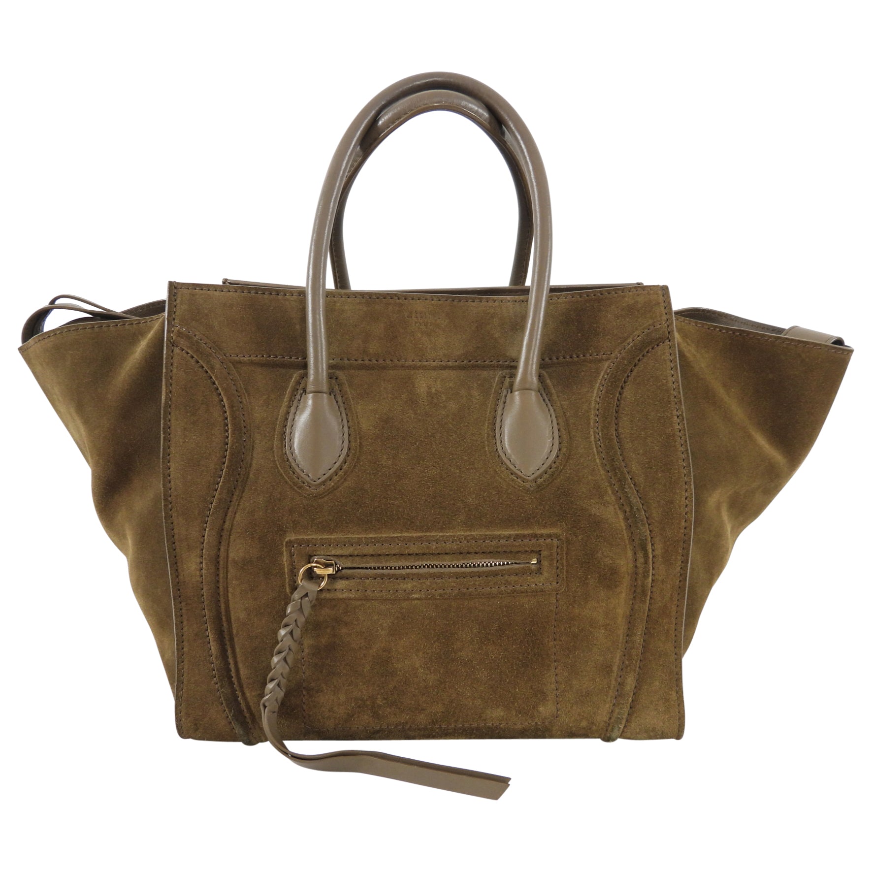Celine Olive Green Phantom Luggage Tote Bag - Luxury Leather Handbag for Women | Perfect for Work, Travel & Everyday Use