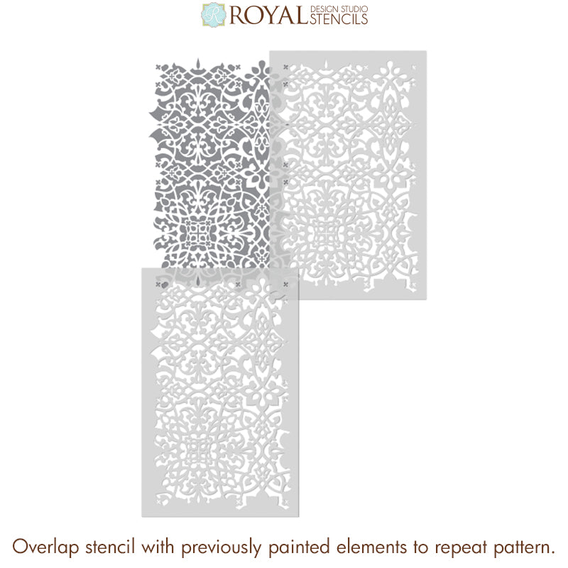 Palace Trellis Moroccan Wall Stencil - DIY Home Decor, Arabic Pattern Template for Painting, Wall Art, Furniture & Crafts - Perfect for Bedroom, Living Room, and Boho Style Interior Design