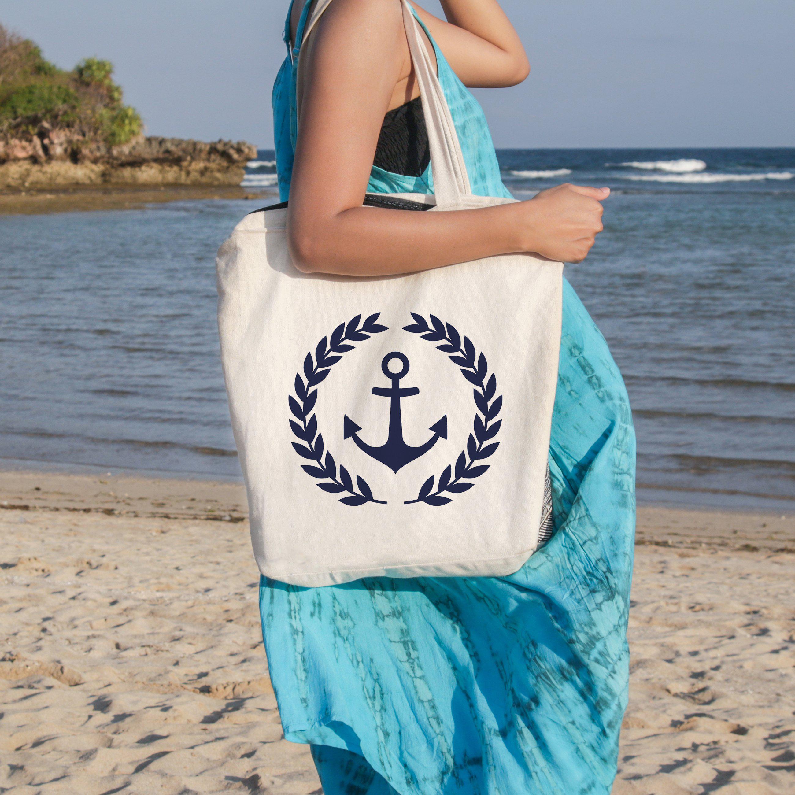 Ocean Glory Beach Tote Bag - Large Waterproof Sandproof Beach Bag with Zipper for Women - Perfect for Beach Vacation, Pool Party & Summer Travel Accessories