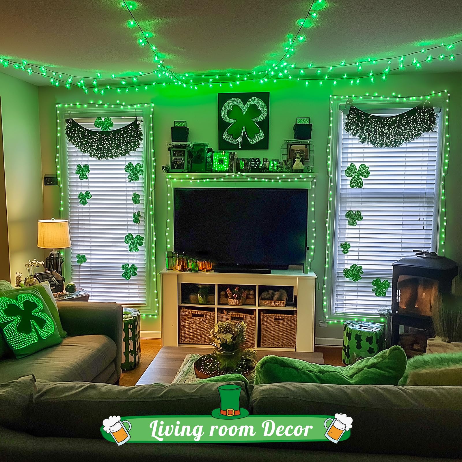 JMEXSUSS 250 LED Green String Lights - 91.5ft Waterproof Outdoor Fairy Lights for St. Patrick's Day, Christmas, Halloween & Party Decorations | 8 Lighting Modes, Connectable for Tree, Yard, Patio & Garden Decoration