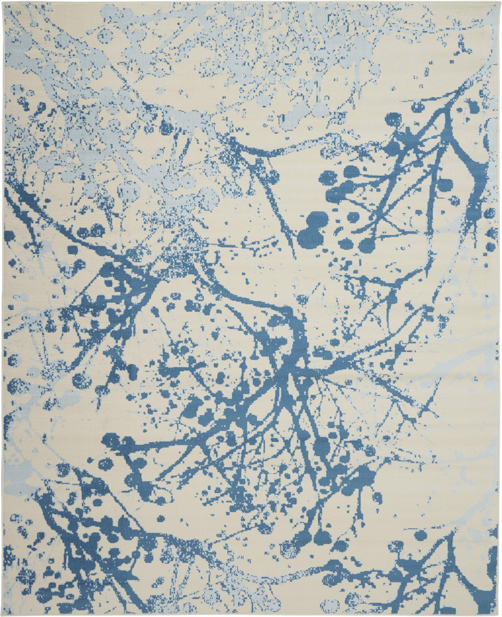 Nourison Jubilant Abstract Ivory/Blue 8x10 Area Rug - Easy Clean, Non-Shedding, Stain Resistant for Living Room, Bedroom, Dining Room & Kitchen | Soft & Durable Modern Home Decor