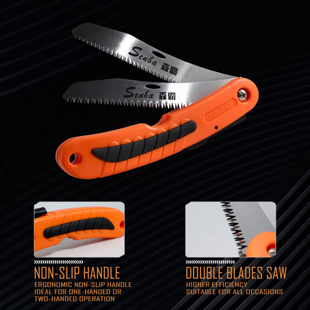 Folding Hand Pruning Saw - Double Blade Camping & Garden Saw with Safety Lock | Non-Slip Handle for Tree Trimming, Wood Cutting | Perfect for Outdoor Activities, Gardening, Camping & Hiking