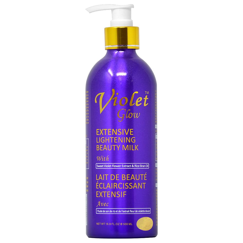Violet Glow Beauty Milk - 16.8oz Hydrating & Brightening Face Moisturizer for Dry Skin | Day & Night Skincare Routine | Cruelty-Free & Vegan Formula