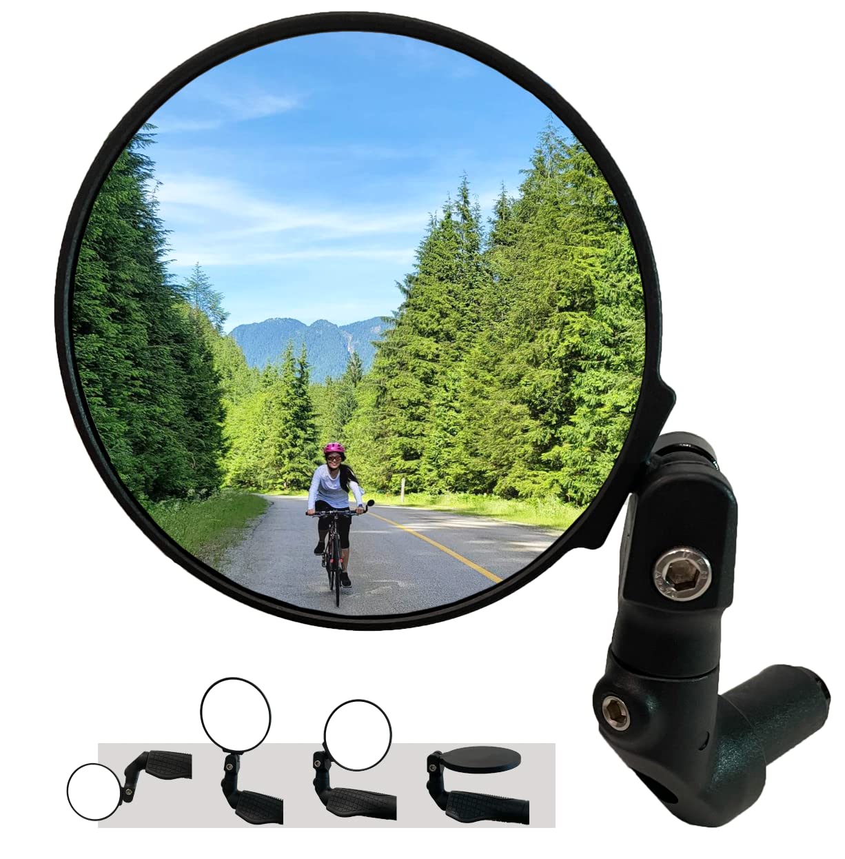 Hafny NEW Bar End E-Bike Mirror - Large Surface Handlebar Bike Mirror with HD Automotive Grade Glass - Safe Blast-Resistant Cycling Mirror (HF-M958S-FR08, Silver) - Perfect for Road Bikes, Mountain Bikes & Electric Bikes