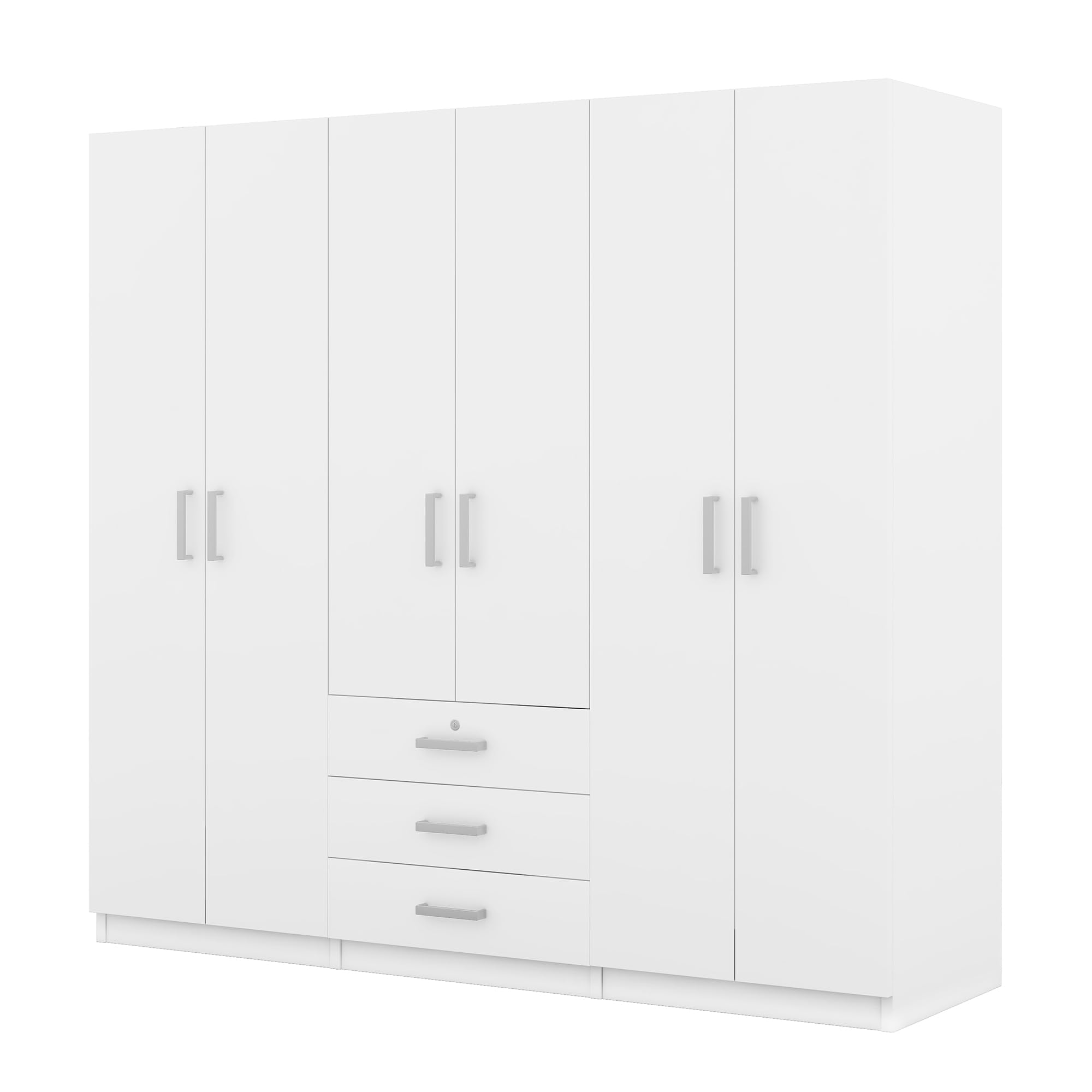 Large 6-Door Wooden Wardrobe Closet - 70.9
