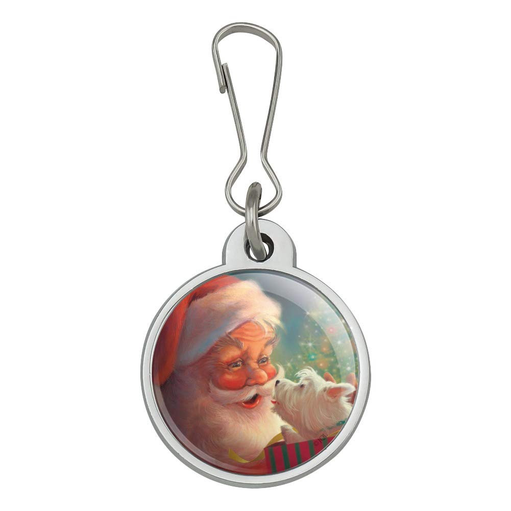 Christmas Santa Claus with Puppy Zipper Pull Charm - Holiday Decor for Jackets, Handbags, Purses & Backpacks | Festive Luggage Accessory for Travel & Gifts