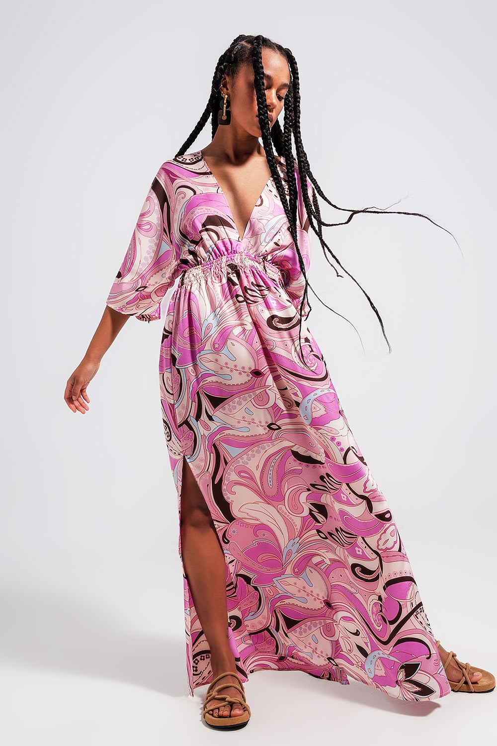 Elegant Long Pink Robe with Back Tie Ribbons - Perfect for Spa, Bridal, and Relaxing at Home