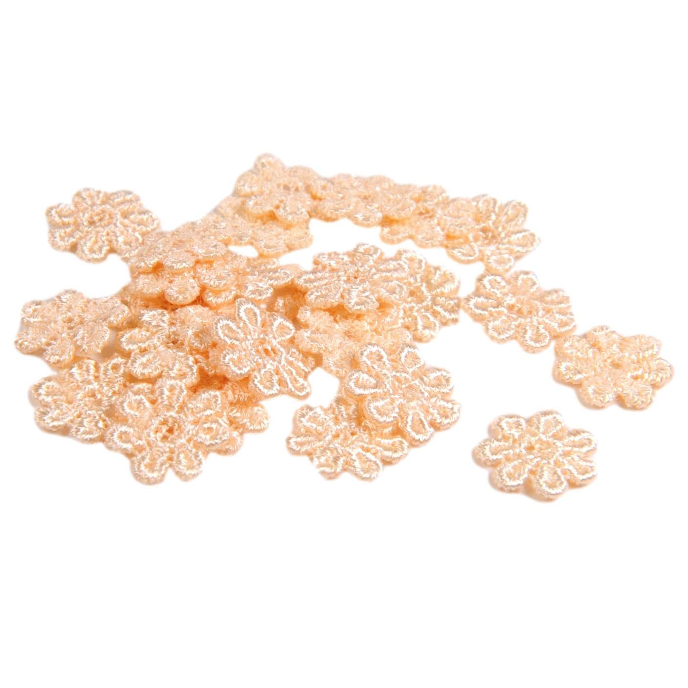 Porcelynne Delicate Feminine Cream Embroidered Flower Appliques - 100pcs for Lingerie, Headbands, Kids Crafts - Perfect for DIY, Wedding Decor & Baby Shower Projects