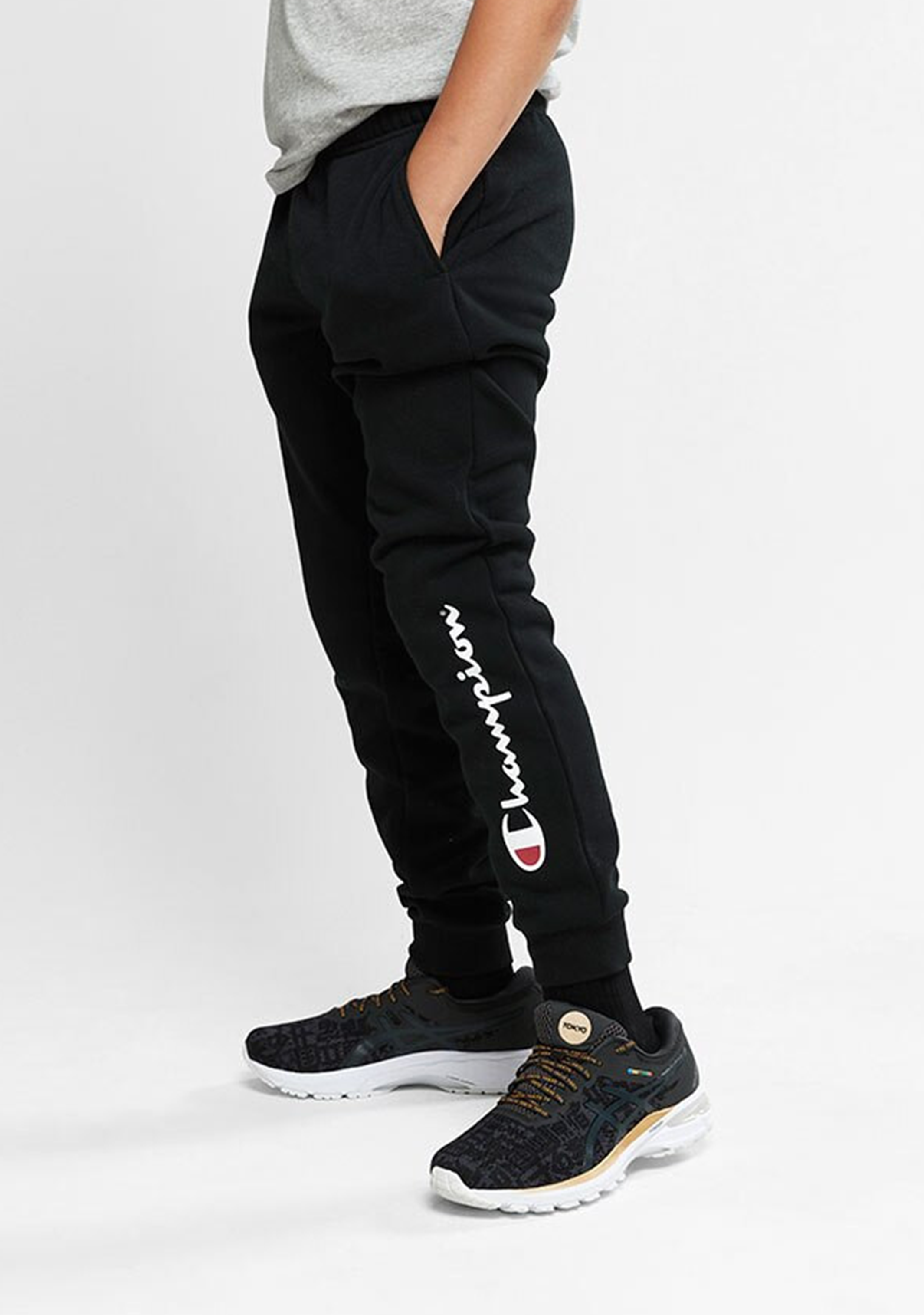 Champion Junior Script Cuff Pants - Boys' Athletic Sweatpants with Elastic Waistband for School, Sports & Casual Wear