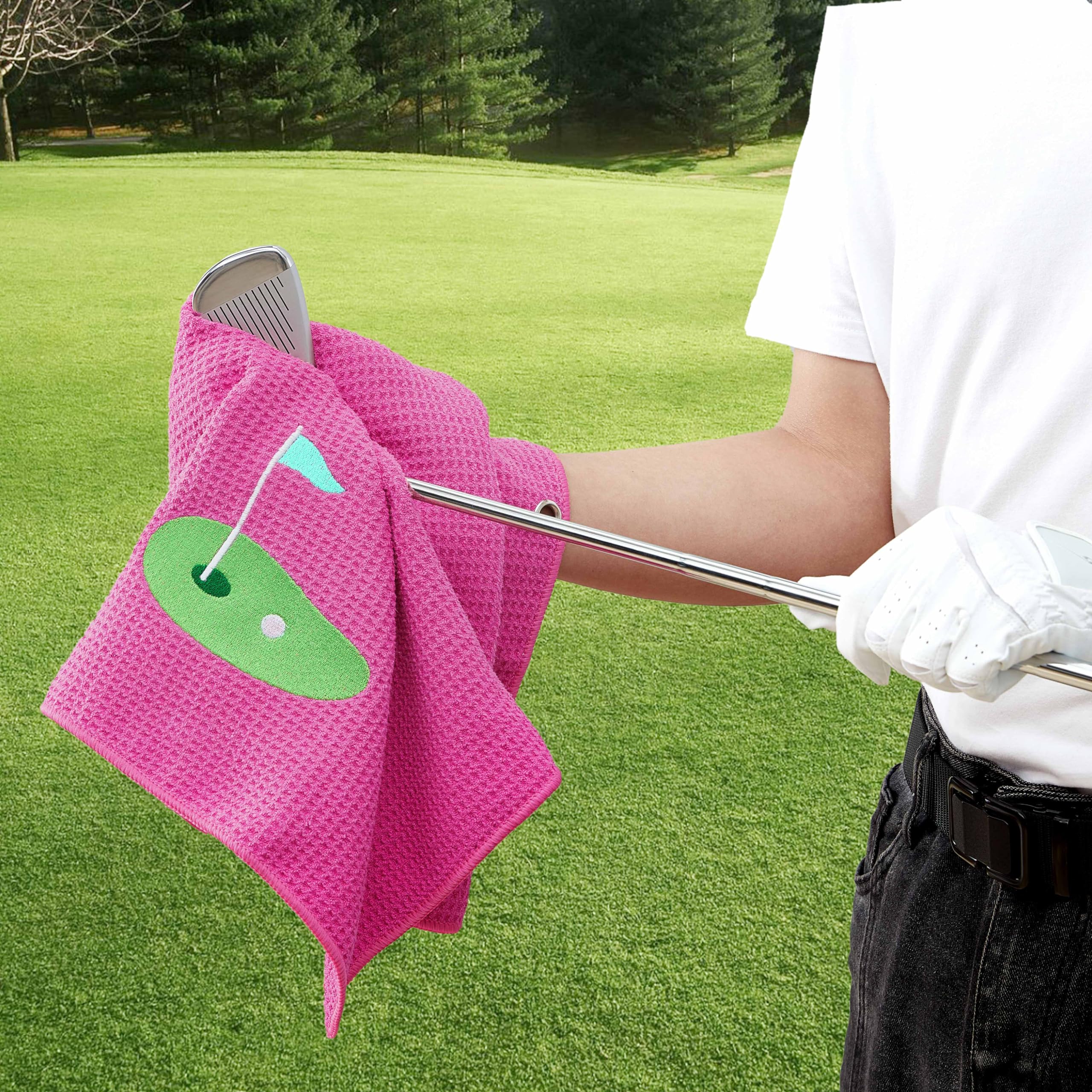 Premium Embroidered Golf Towel Set - 2-Pack Microfiber Waffle & Ball Towels for Golf Bags & Carts - Custom Golf Accessories & Gifts for Men, Women & Kids - Perfect for Practice, Tournaments & Club Events