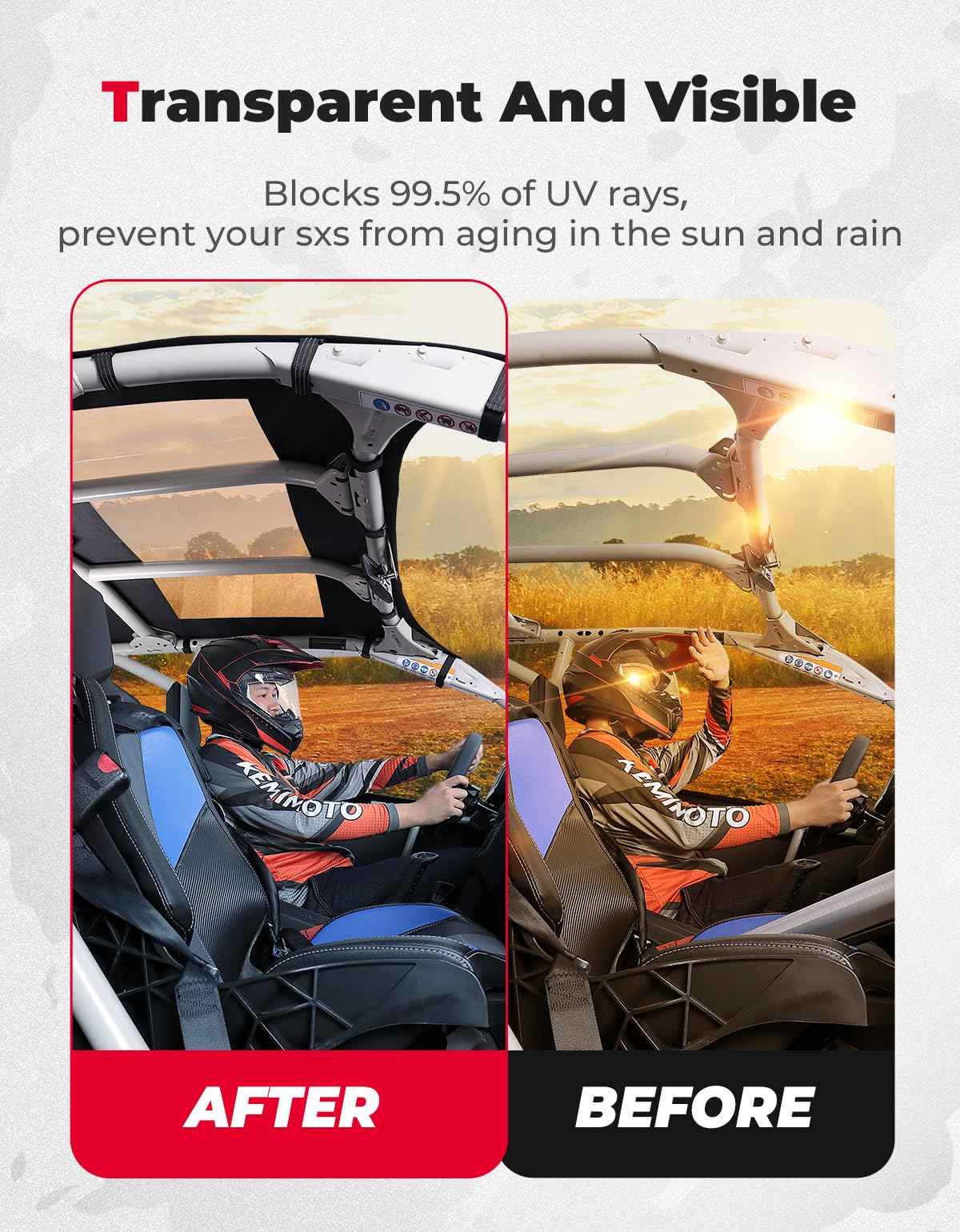 KEMIMOTO X3 Max Roof Wind Deflector & Sun Visor - Waterproof, Friction-Resistant Bimini Top for Can-Am Maverick X3 Max (2017-2025 4-Seat Models) - Perfect for Off-Roading, Beach Trips & Outdoor Adventures