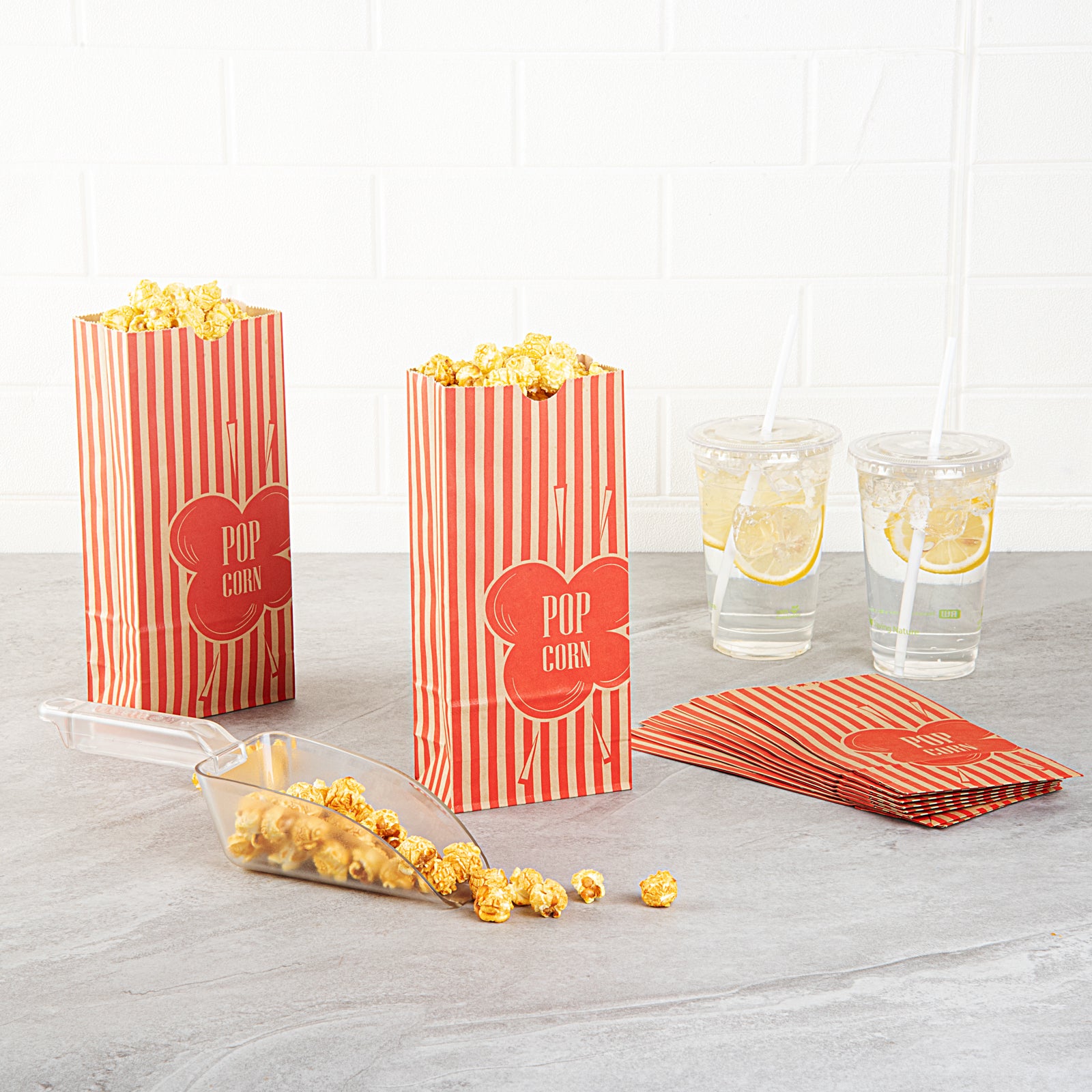 Bag Tek 2 oz Red & Kraft Paper Popcorn Bags - 5.25