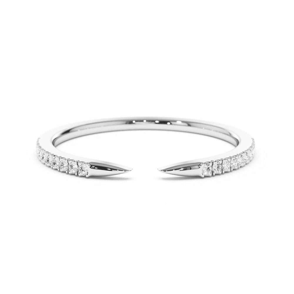 Pavé Diamond Claw Stacking Open Ring for Women - Elegant Adjustable Stackable Band for Everyday Wear & Special Occasions