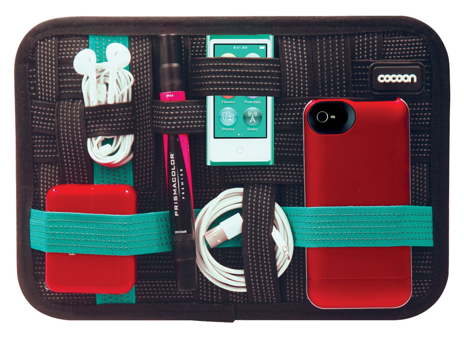 Grid IT Accessory Organizer with Tablet Pocket - Durable Cable Management System for Electronics, Travel & Office Organization