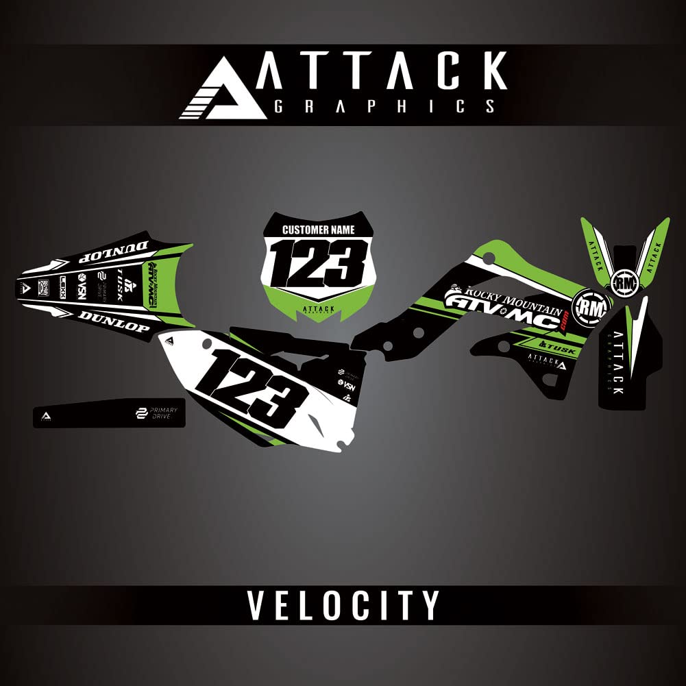 Attack Graphics Custom Velocity Complete Bike Graphics Kit for Kawasaki KX450F 2013 - High-Quality Dirt Bike Decals for Motocross & Off-Road Racing - Perfect for Track, Trail & Competition Use