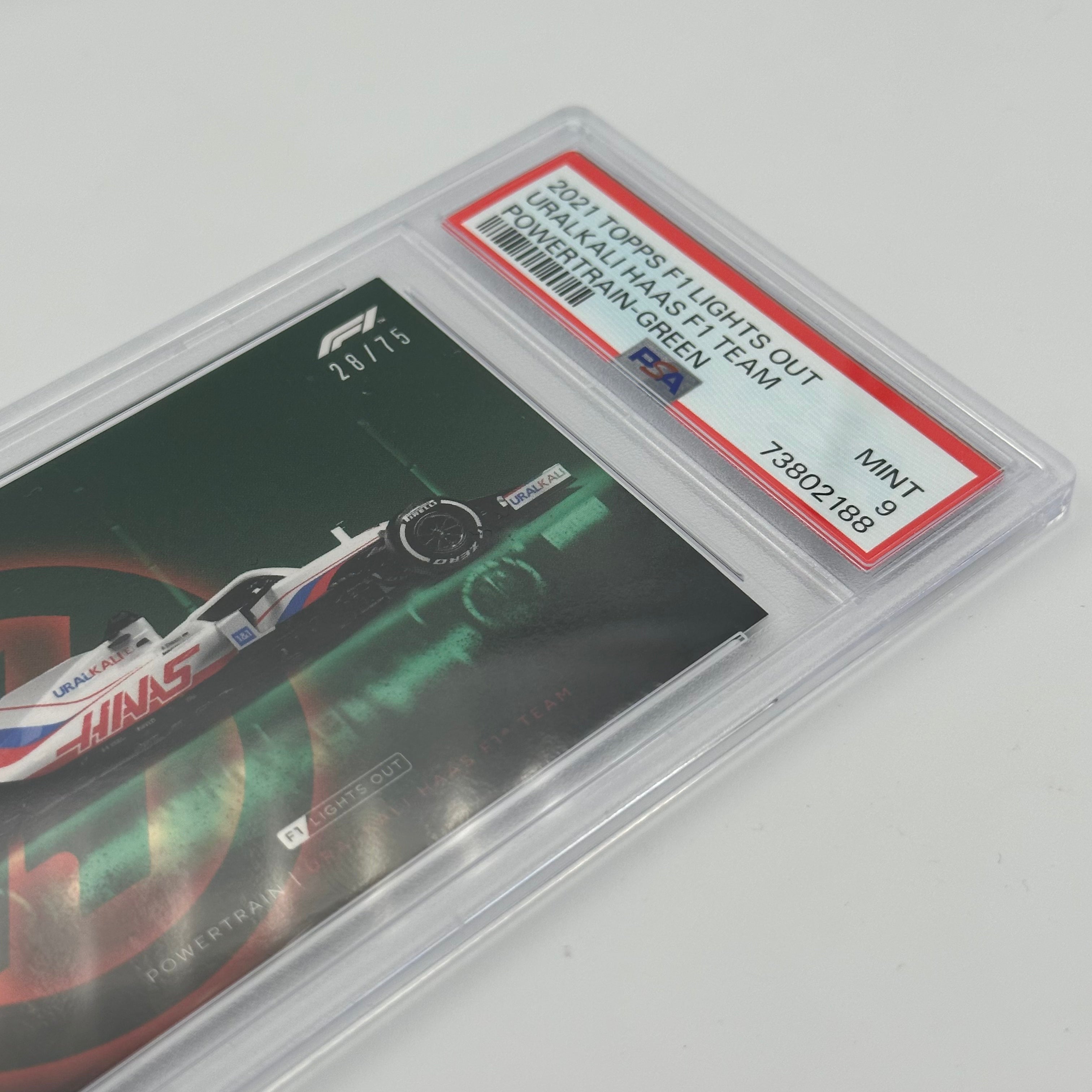 PSA 9 Graded 28/75 Uralkali Haas F1 Team Power Train Green - Perfect for F1 Collectors, Racing Enthusiasts & Sports Memorabilia Displays