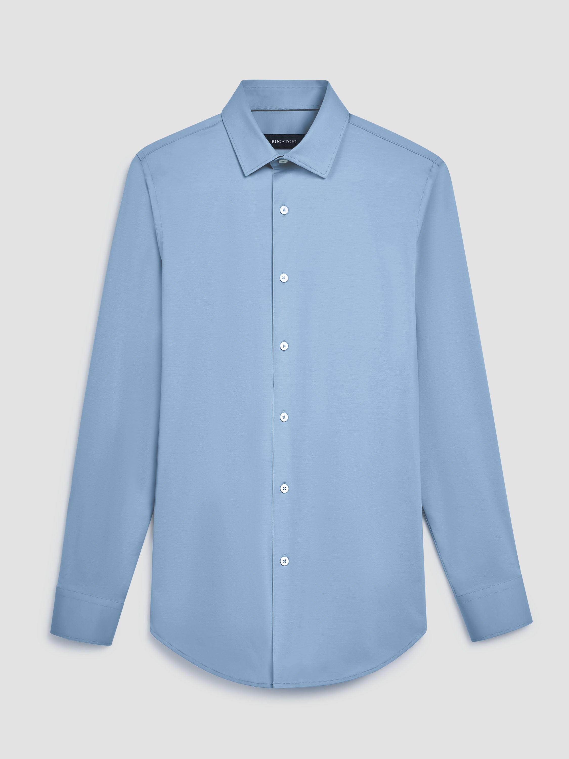 Bugatchi Ooohcotton Solid Sport Shirt for Men - Premium Cotton Comfort Fit Casual Button Down Shirt in Air Blue | Perfect for Office, Golf & Outdoor Activities