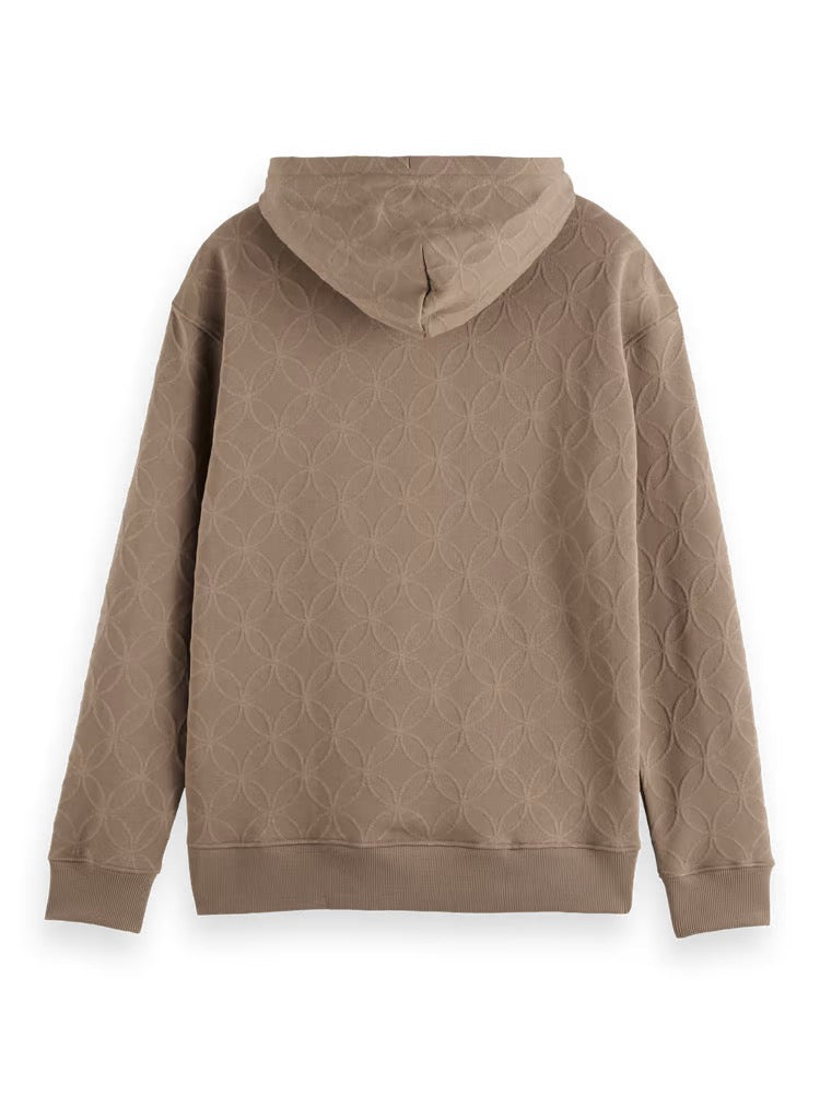 SCOTCH & SODA Jacquard Terry Hoodie for Men & Women | Soft Cotton Blend Pullover with Pouch Pocket | Perfect for Casual Wear, Gym & Outdoor Activities