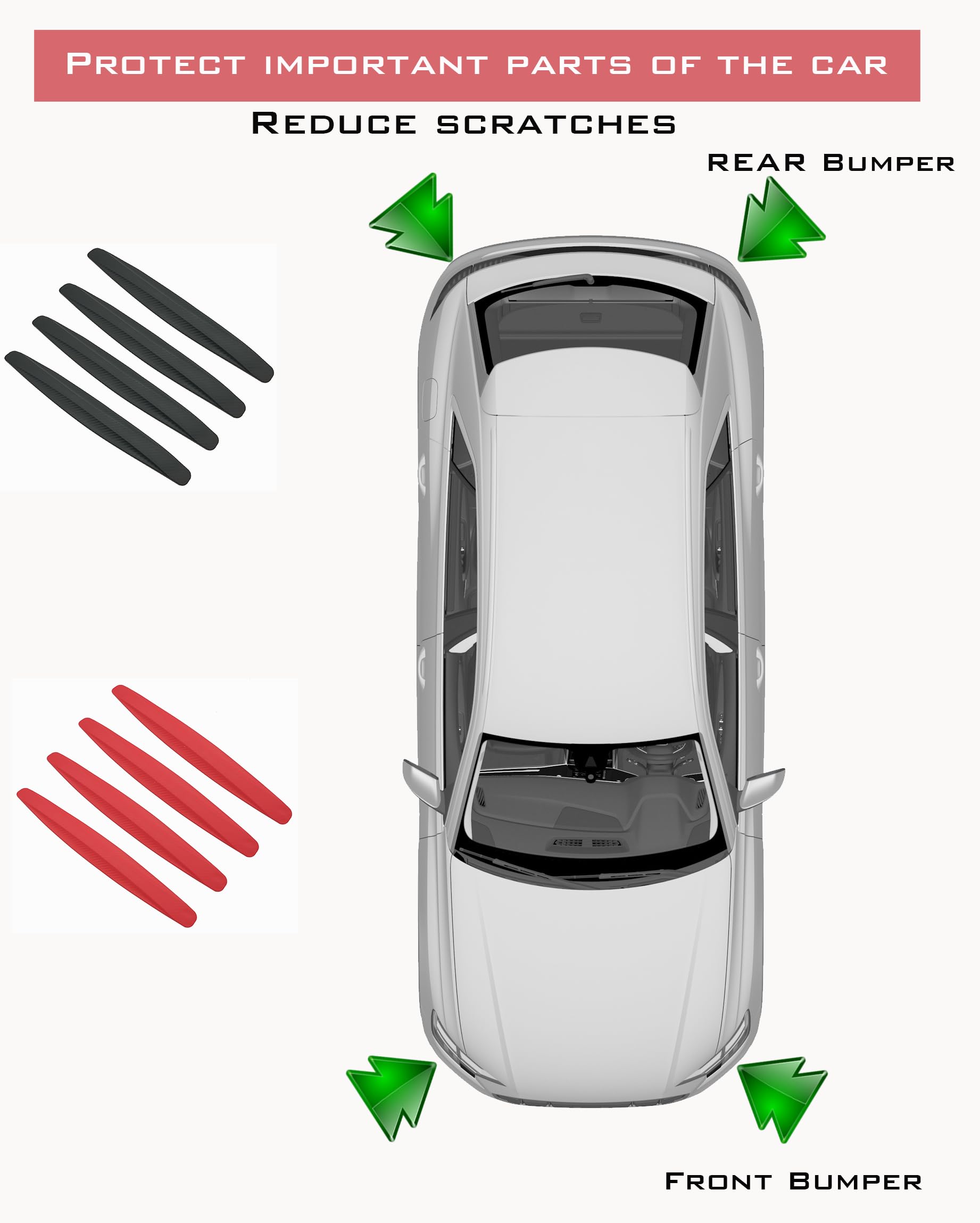 4 Pack Universal Rubber Car Bumper Guards - Front & Rear Bumper Protector for SUV, Anti Collision & Scratch Protection (Black) | Perfect for Parking Lots, Tight Spaces & Urban Driving