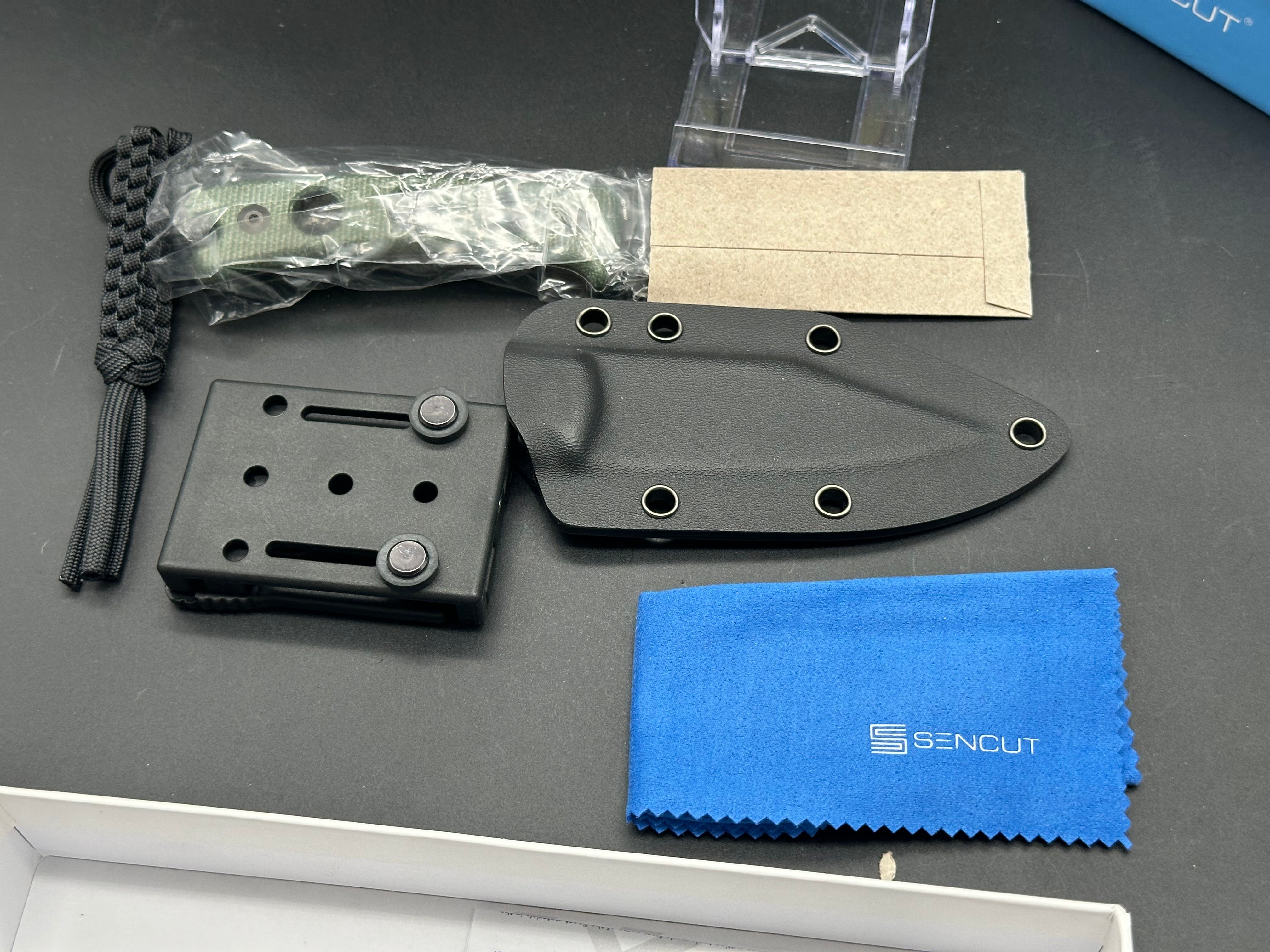SENCUT Waxahachie Fixed Blade Knife - Premium Dark Green Micarta Handle - Outdoor Camping, Hunting, Survival EDC Knife