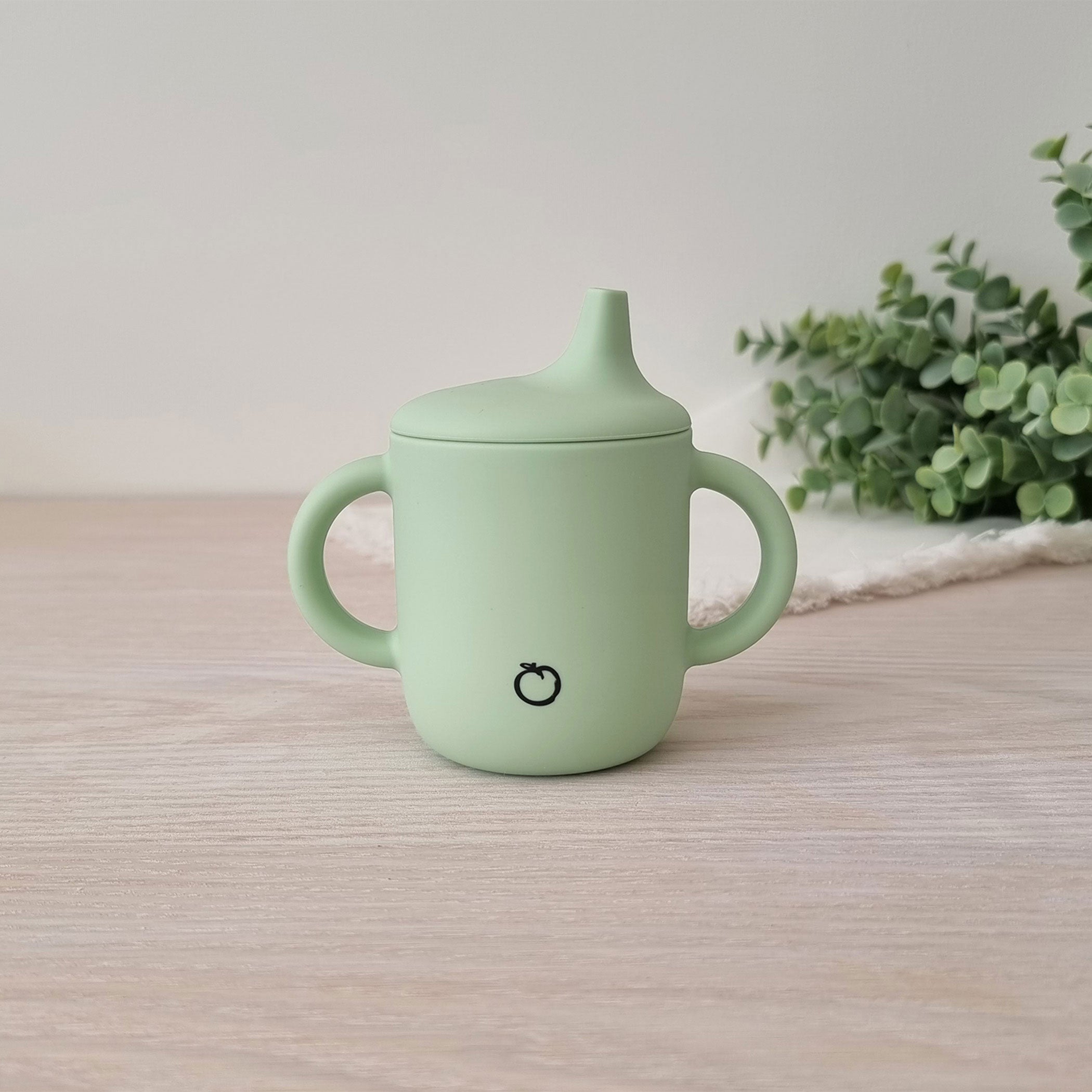 Plum Silicone Sippy Cup for Toddlers - BPA-Free, Leak-Proof, Soft Spout - Olive Green - Perfect for Travel, Daycare & Learning to Drink Independently
