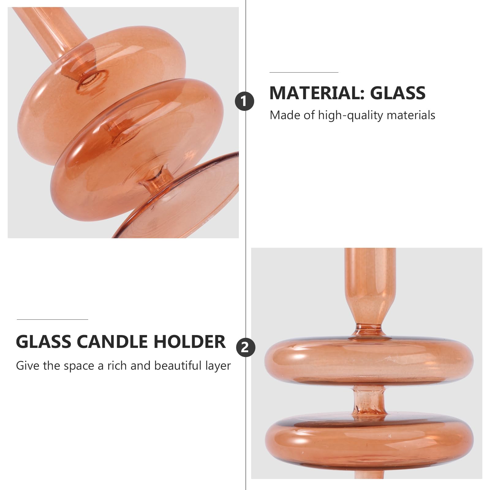 KESYOO Glass Taper Candle Holder Set - Elegant Brown Candlestick Stand for Wedding, Valentine's Day & Birthday Party Decor - Perfect Centerpiece for Dining Table, Mantel & Home Decoration