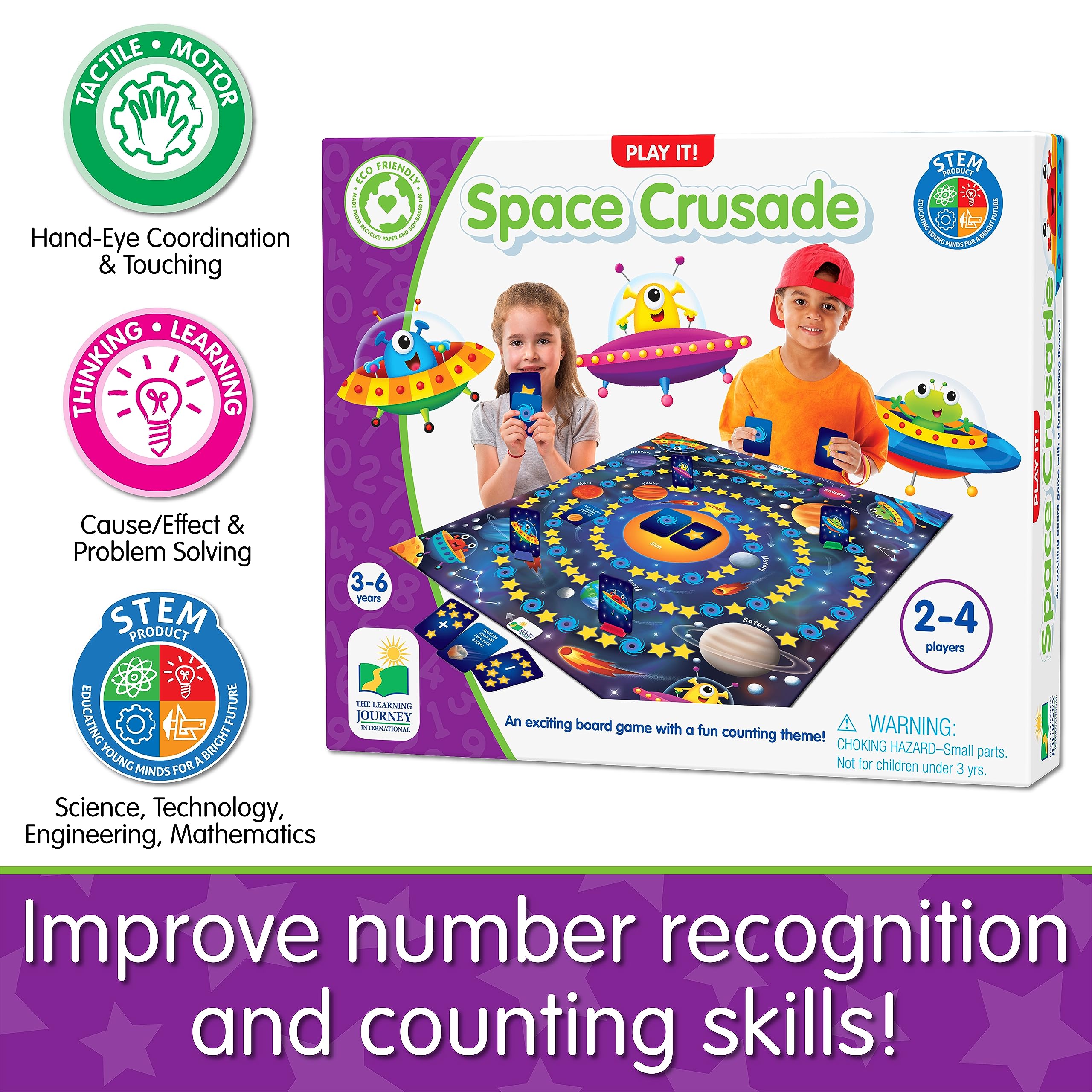 Play It! Outer Space Board Game for Kids 3-6 - STEM Learning Toy for Toddlers - Family Game Night Fun