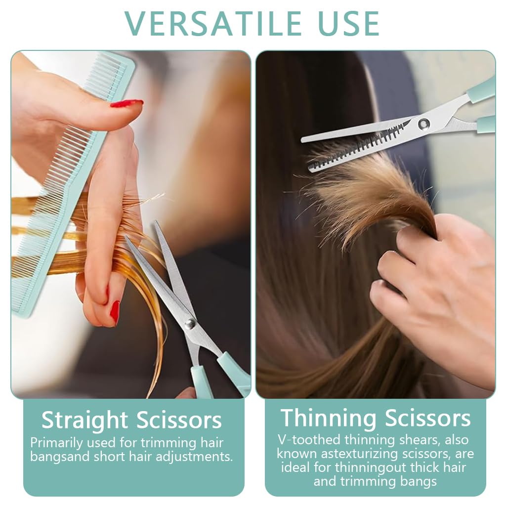MAYCREATE® Professional Kids Hair Cutting Scissors Kit - Stainless Steel Barber Shears with Thinning Scissors, Comb & Hairdressing Tools for Children's Haircuts, Styling & Trimming at Home or Salon