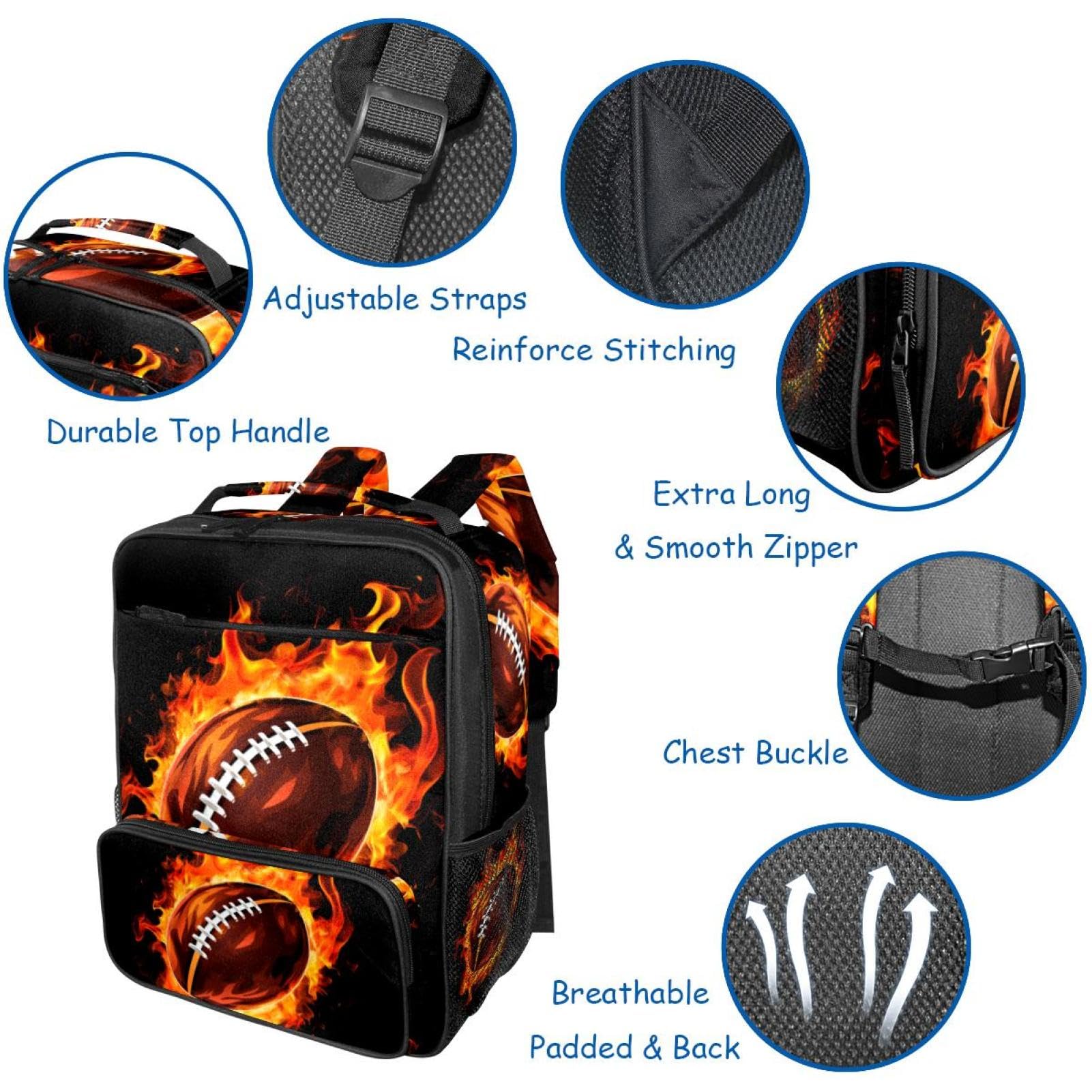Stylish Travel Backpack for Women & Men - Durable American Football Design - Perfect for Hiking, Gym, School & Airplane Carry-On