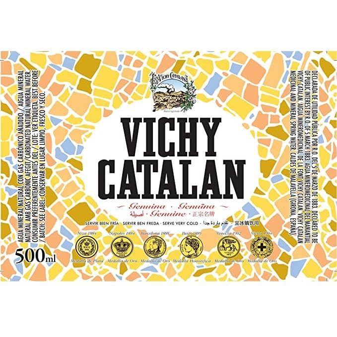 Vichy Catalan Sparkling Mineral Water - 12 Glass Bottles (1 Liter Each) - Premium Natural Mineral Water for Hydration & Refreshment - Perfect for Parties, Dining & Healthy Lifestyle