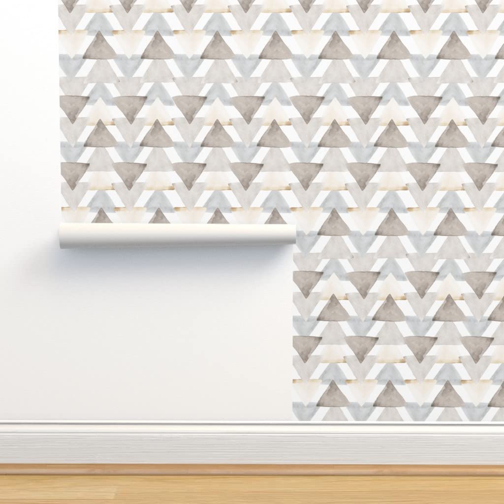 Peel & Stick Removable Wallpaper 12ft x 2ft - Neutral Watercolor Geometric Chevron Pattern in Gray Taupe | Perfect for Nursery, Bedroom & Home Office Decor | Easy DIY Application