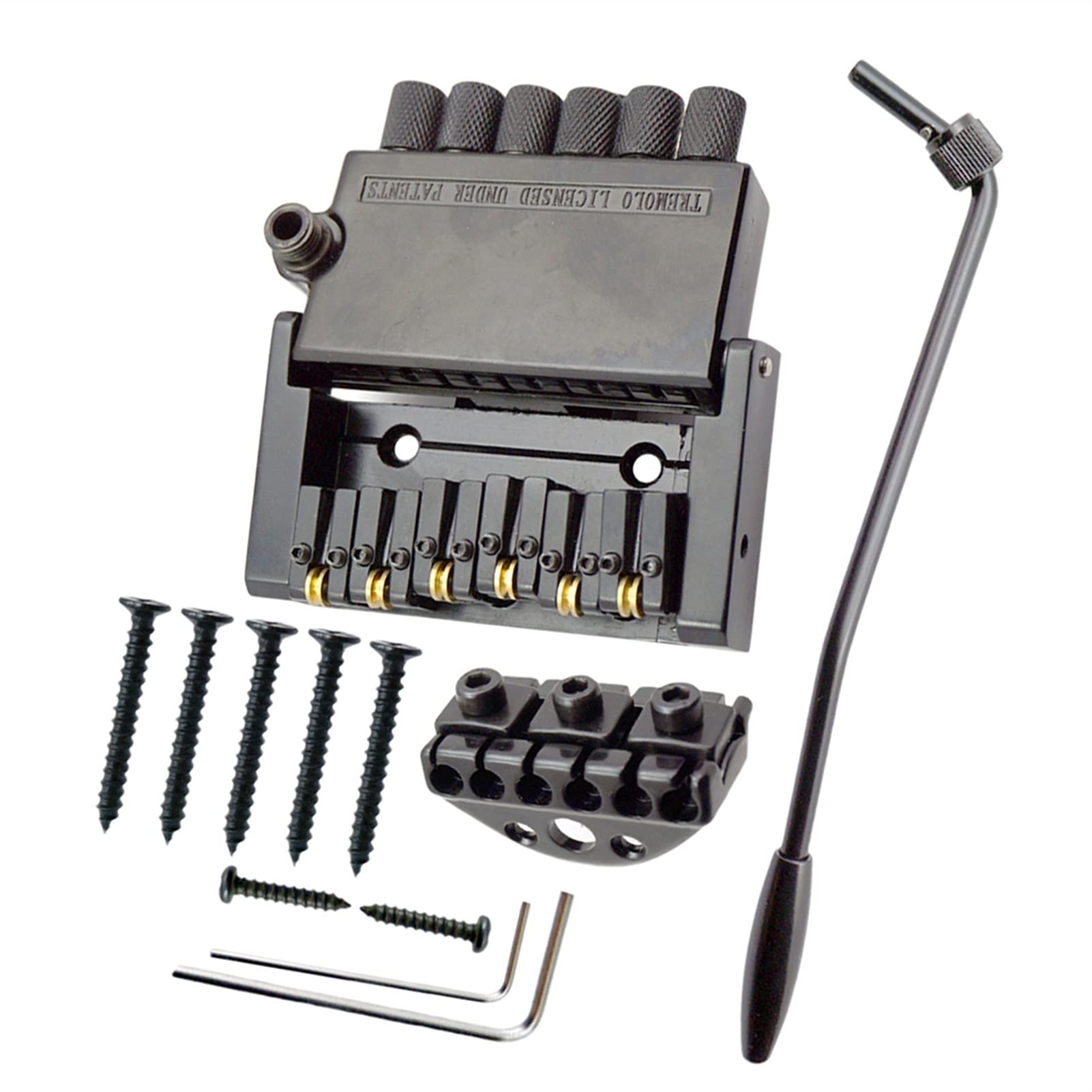 6-String Electric Guitar Bridge Saddle Set with Tailpiece, Keys & Screws - Fixed Headless Guitar Bridge Replacement for Enhanced Tone & Playability | Perfect for DIY Guitar Repairs & Upgrades
