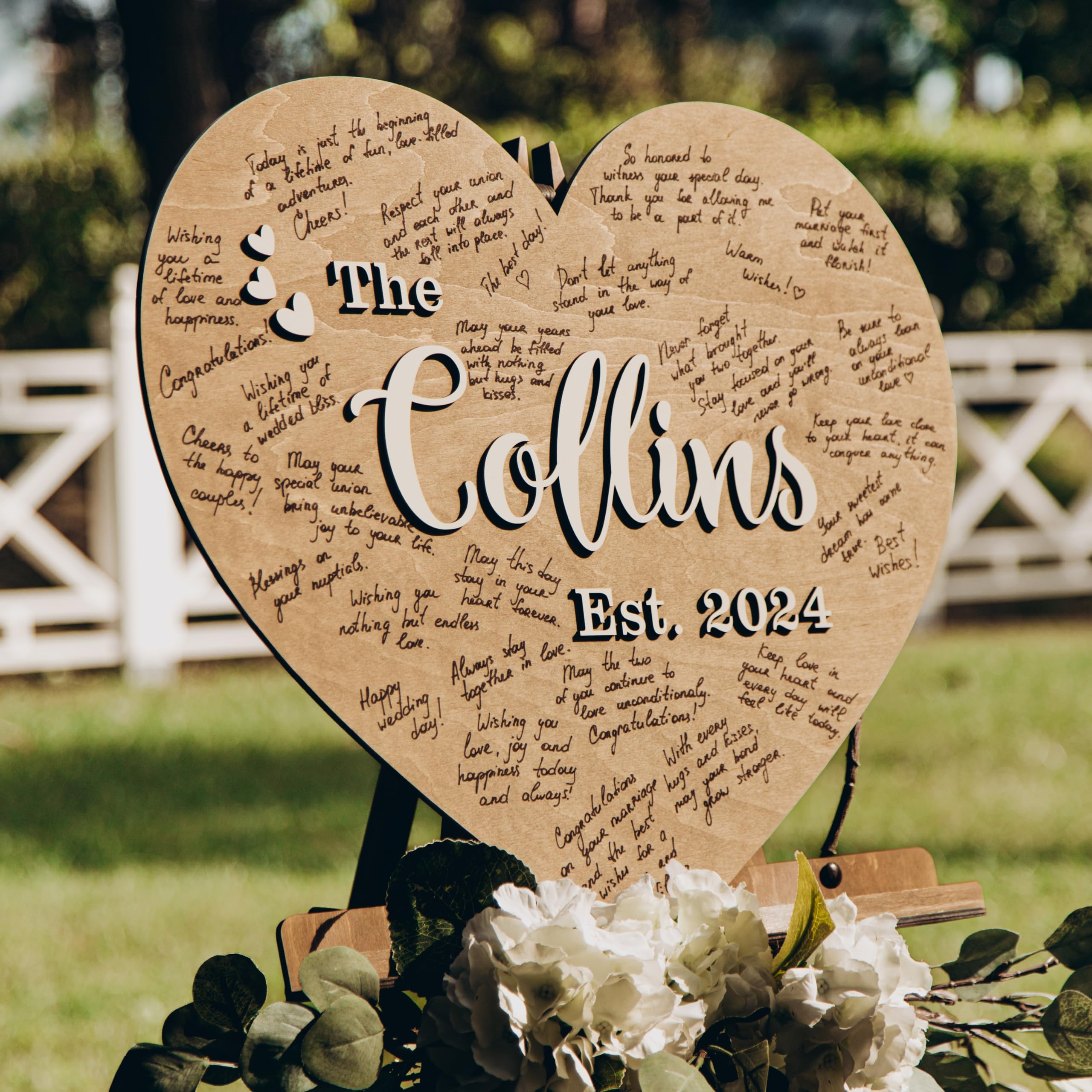 Alternative Wedding Guest Book - Rustic Heart & Rectangular Guest Book Sign - Custom Wedding Decor for Unique Events & Ceremonies