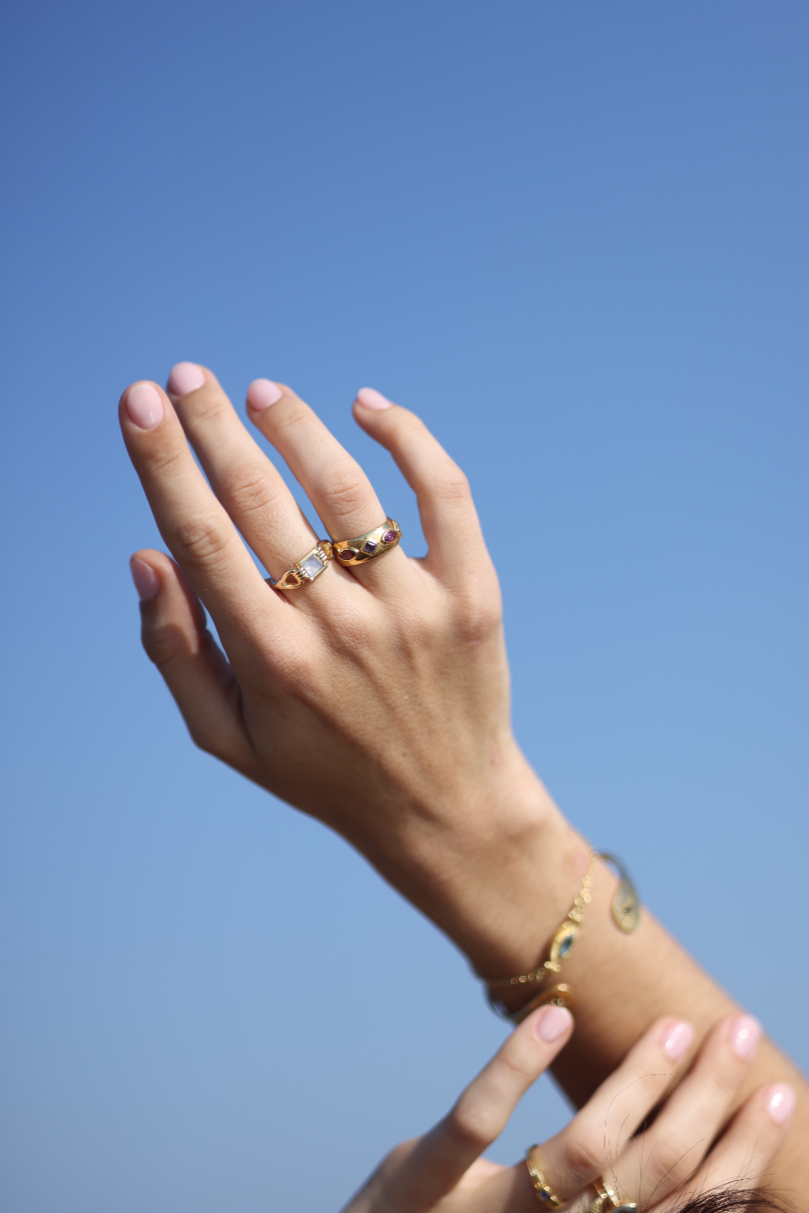 Freya Moonstone Gold Ring for Women - Elegant 14K Gold Plated Moonstone Jewelry for Everyday Wear & Special Occasions
