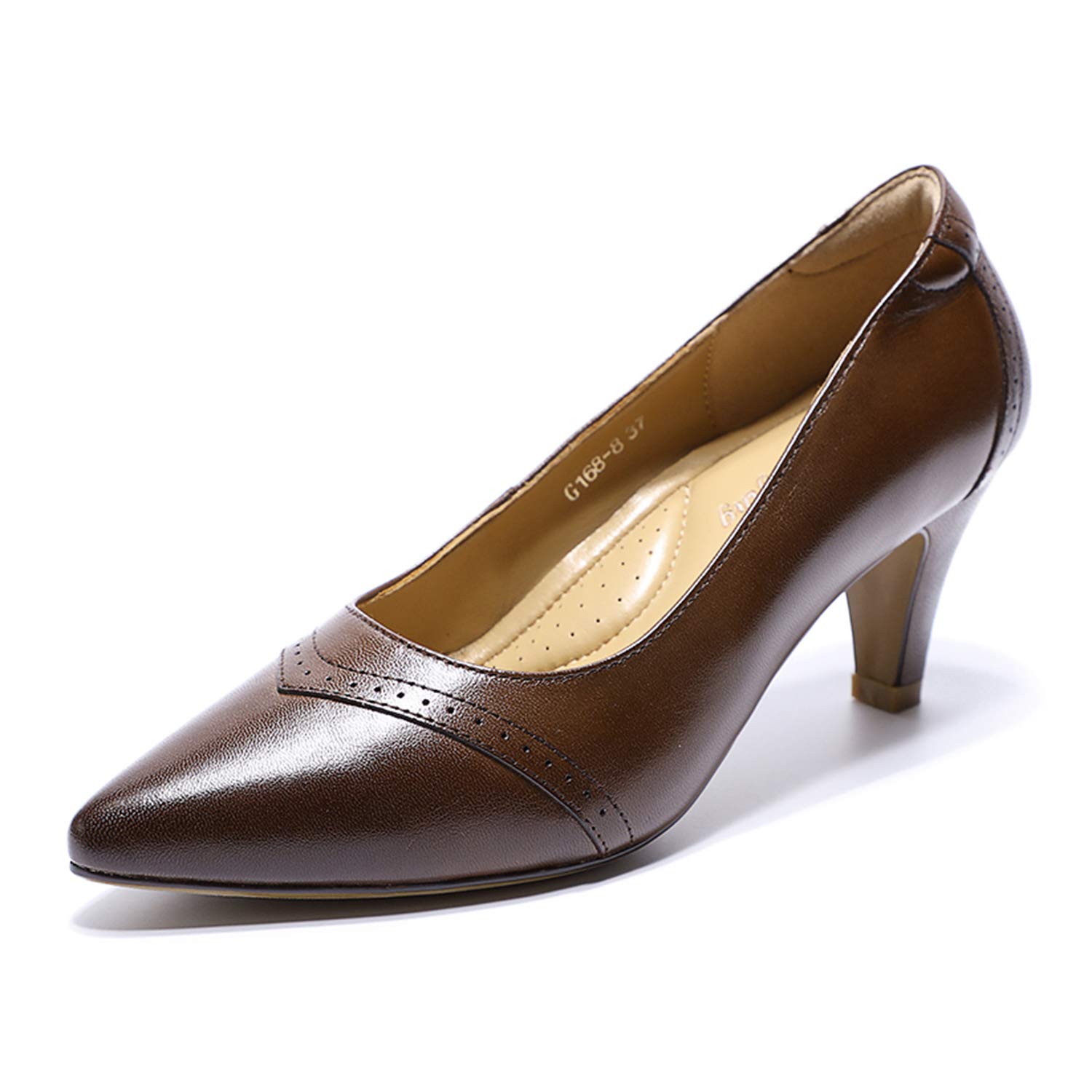 Mona Flying Women's Leather Pointed Toe Dress Pumps - Comfortable High Heel Office Work Shoes for Ladies | Professional Business Attire & Formal Occasions