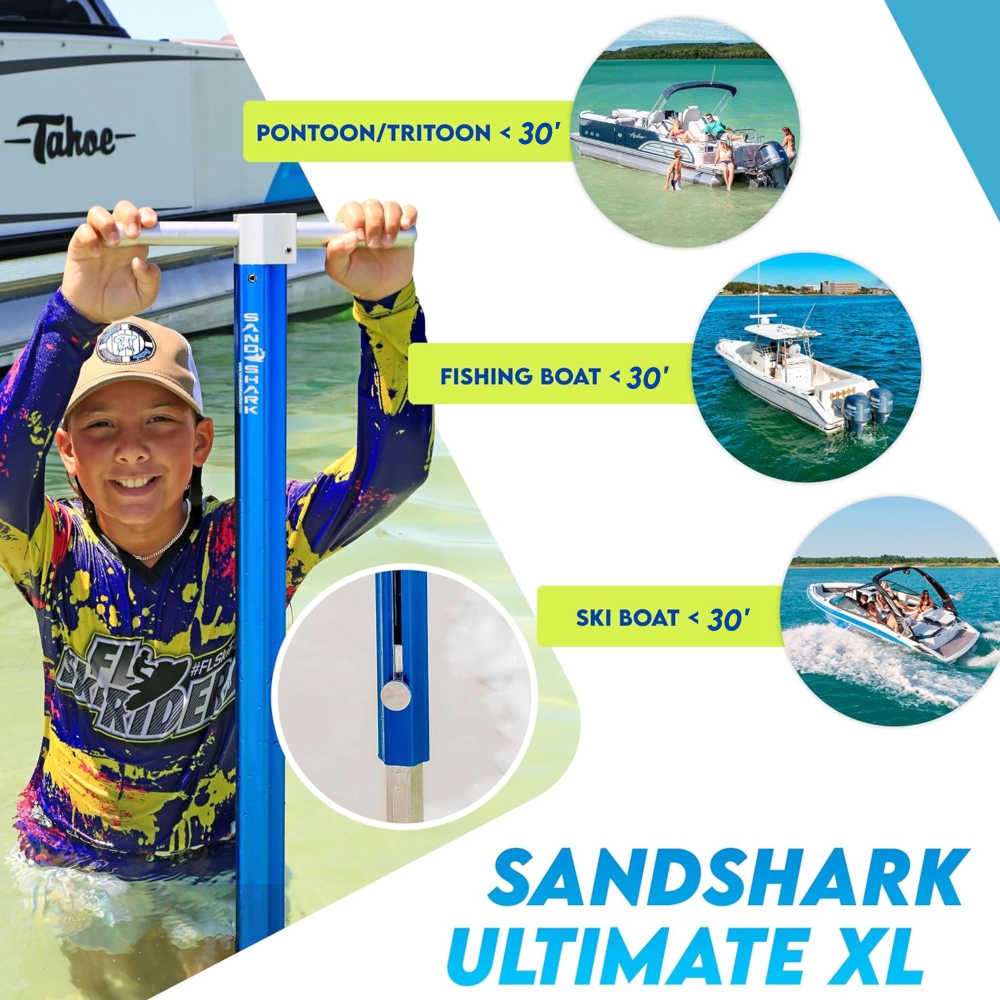 Premium SandShark Screw-in Boat Anchor - Stainless Steel Shallow Water Anchor for Pontoon Boats & Small Watercraft - Includes Protective Case - Perfect for Lakes, Rivers & Coastal Waters