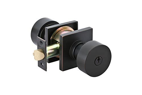 Emtek 5122 Round Key in Knob Oil Rubbed Bronze with Square Rosette - Vintage Style Door Hardware for Bedroom, Bathroom & Interior Doors