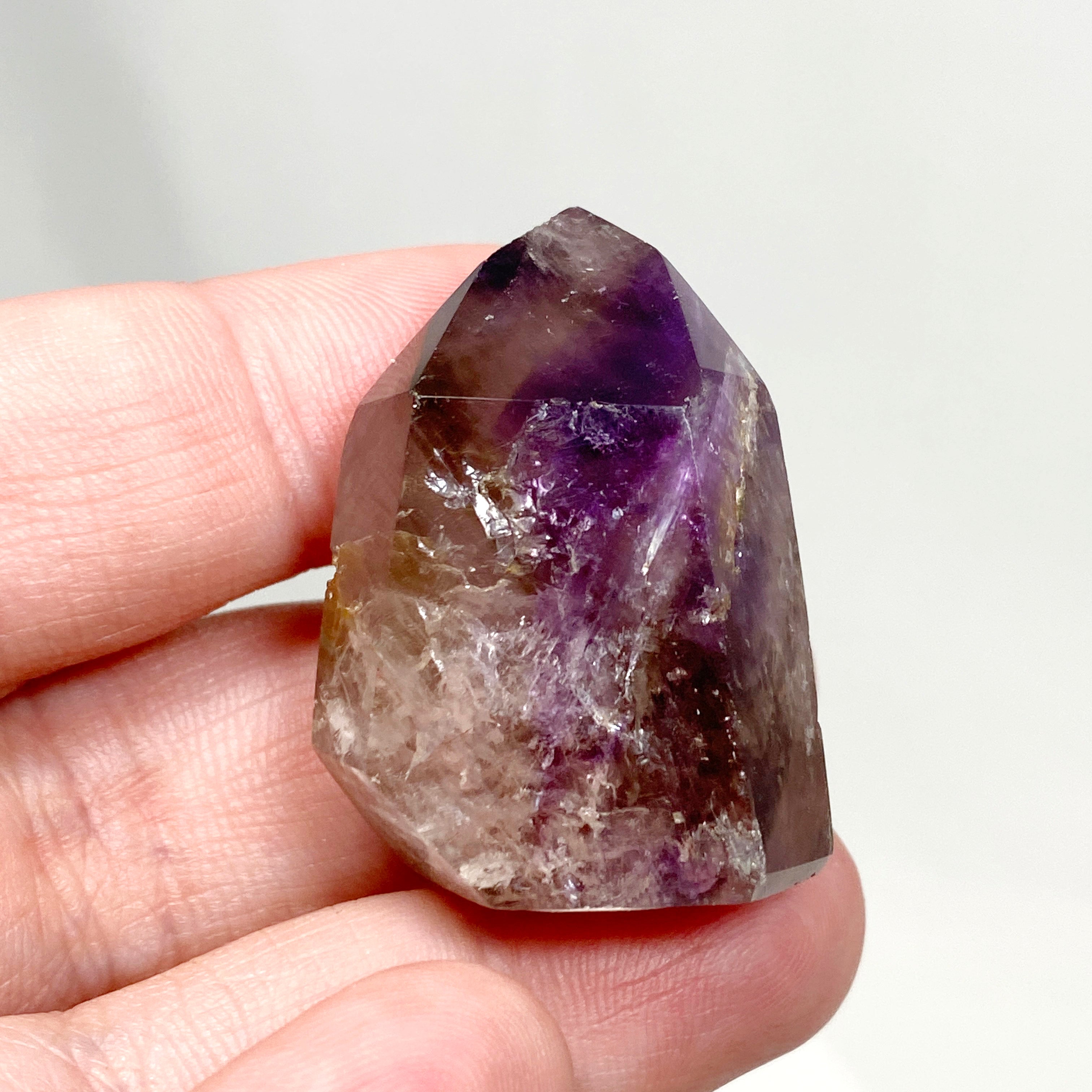 Natural Smokey Amethyst & Clear Quartz Crystal Point - Healing Stone for Meditation, Energy Work & Home Decor (CR3439)