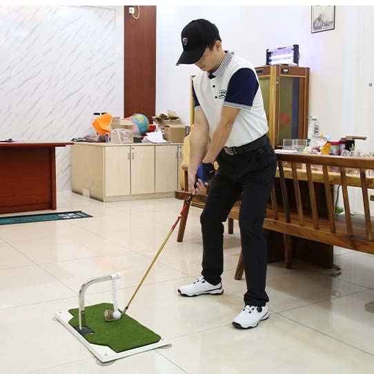 Golf Swing Trainer - Adjustable Height Golf Training Aid with 5 Settings - Home & Indoor Iron/Club Practice Simulator - Portable Golf Mat for True Impact Practice | Perfect for Backyard, Garage & Indoor Golf Drills