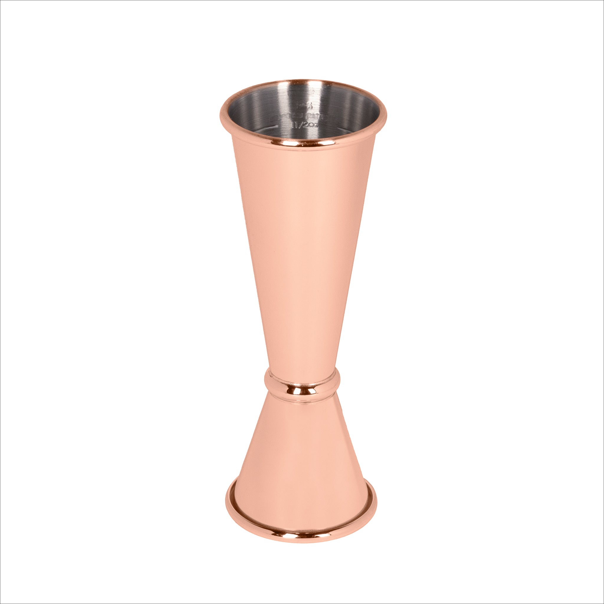 Japanese Style Copper Plated Jigger - 1oz & 2oz Dual Measuring Cup for Cocktails, Bartending, and Home Bar Mixology