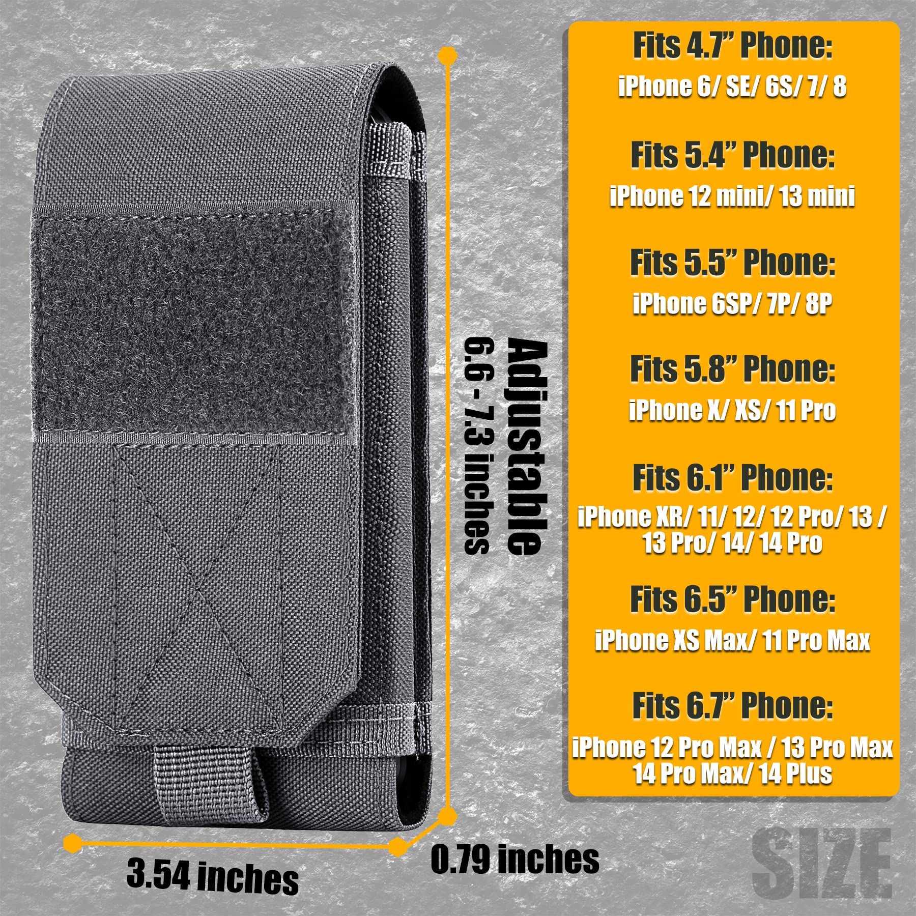 IronSeals Tactical MOLLE Phone Case - Heavy Duty Belt Loop Holster Pouch with American Flag Patch for iPhone 16 Pro Max/16 Plus/16 Pro/16/15 Pro Max/14 Pro Max/13 Pro Max/12 Pro Max & Galaxy S24 Ultra - Military Grade Protection for Outdoor, Hiking, Camping & Tactical Use