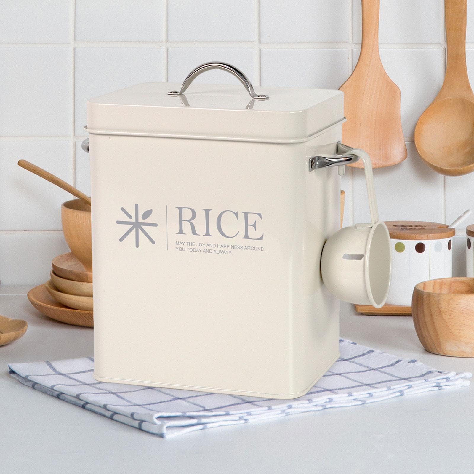 Airtight Metal Rice Storage Container - Sealed Food Storage Bin for Flour, Grains & Dry Goods - Perfect for Pantry, Countertop & Restaurant Use